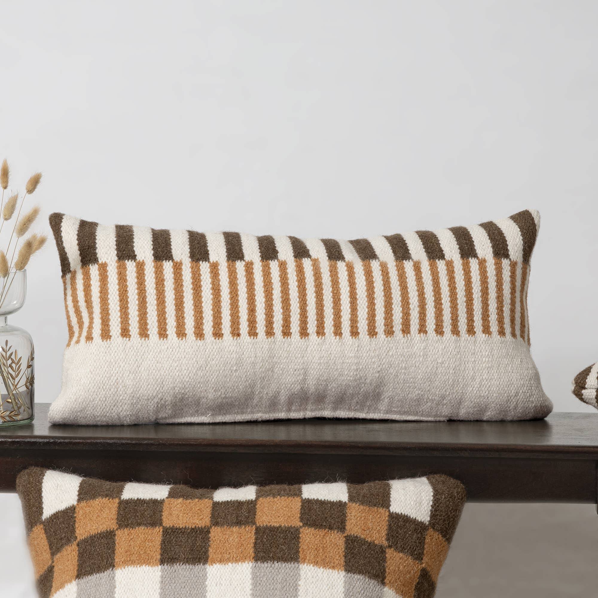 Contemporary Striped Orange/Brown Indoor Throw Pillow - Decor Addict, LLC