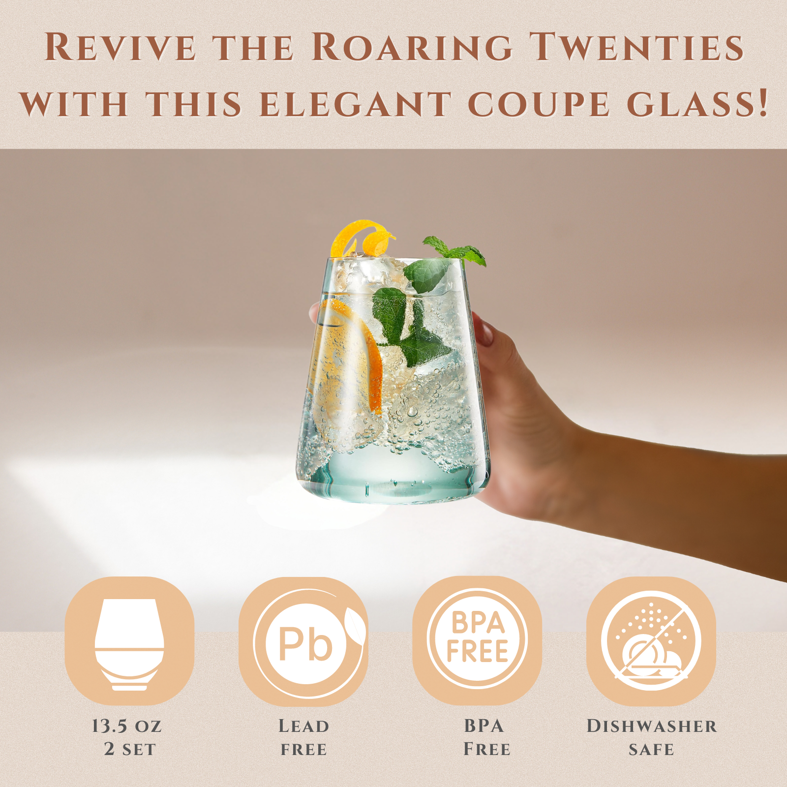 Stemless German Design Colored Wine Glass - Set of 6 13.5 OZ - Decor Addict, LLC