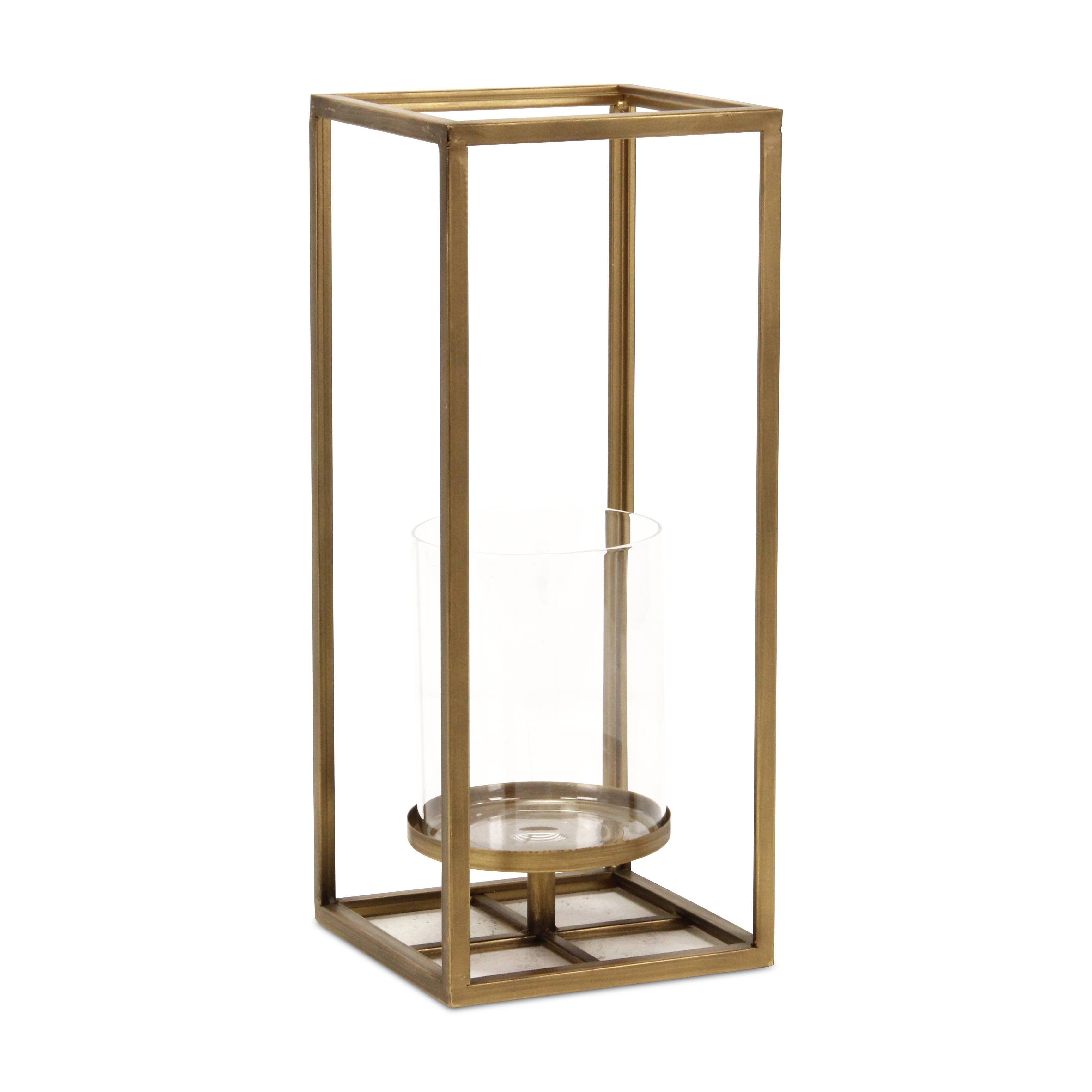 Pembertale Tall Square Gold Metal Lantern: Large - Decor Addict, LLC
