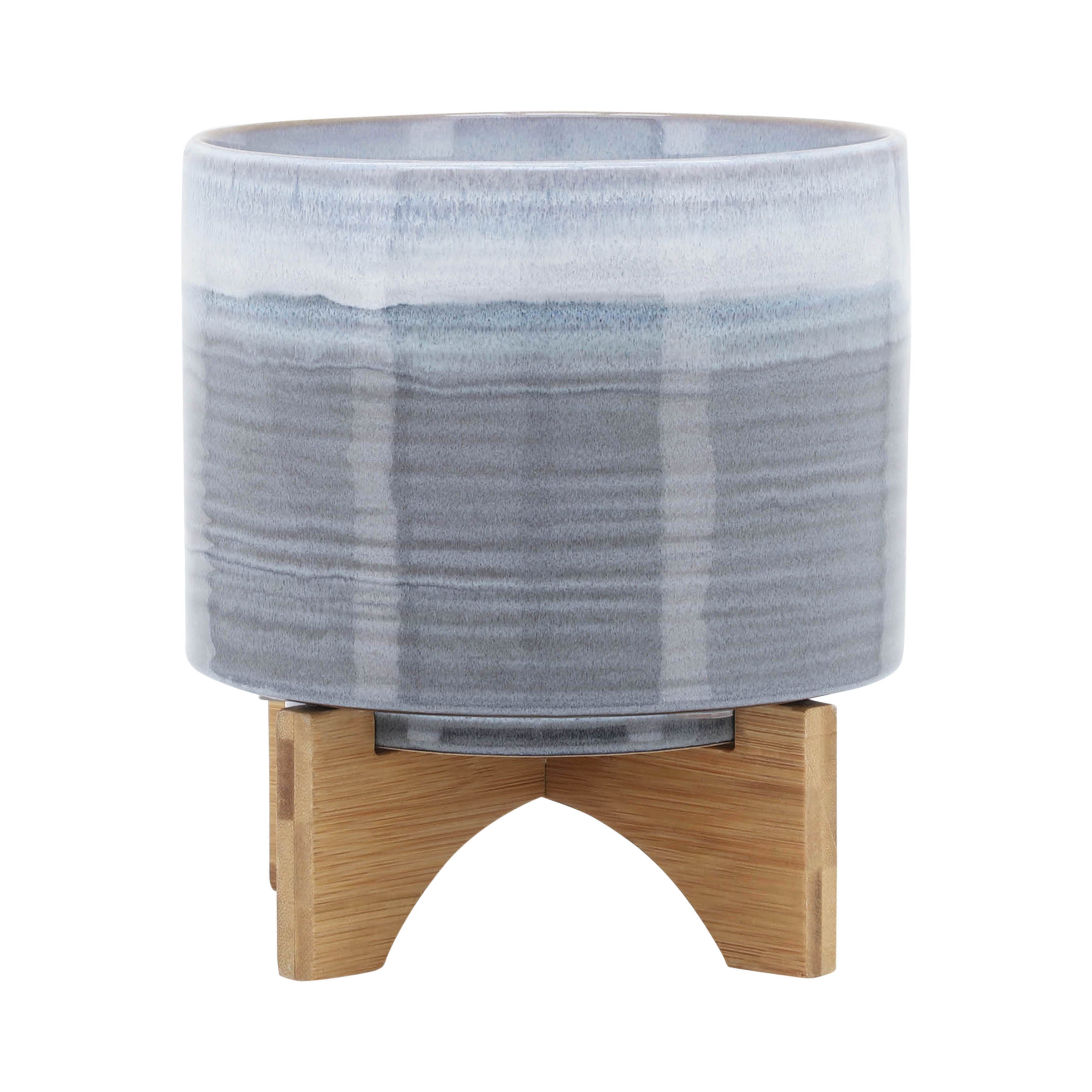 Ceramic 8" Planter On Stand, Blue Fade - Decor Addict, LLC
