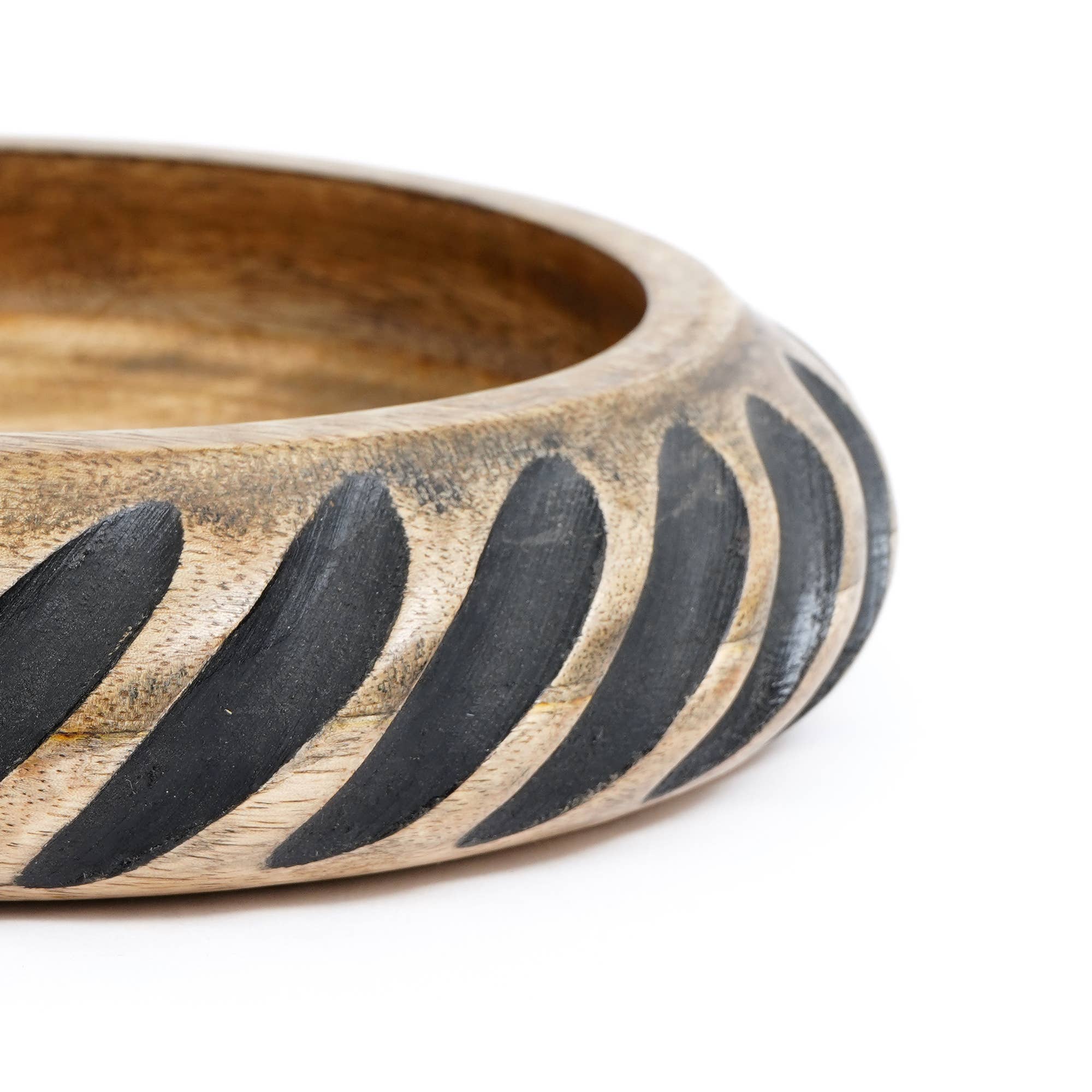 Decorative Large Wood Bowl with Black Filler - Decor Addict, LLC