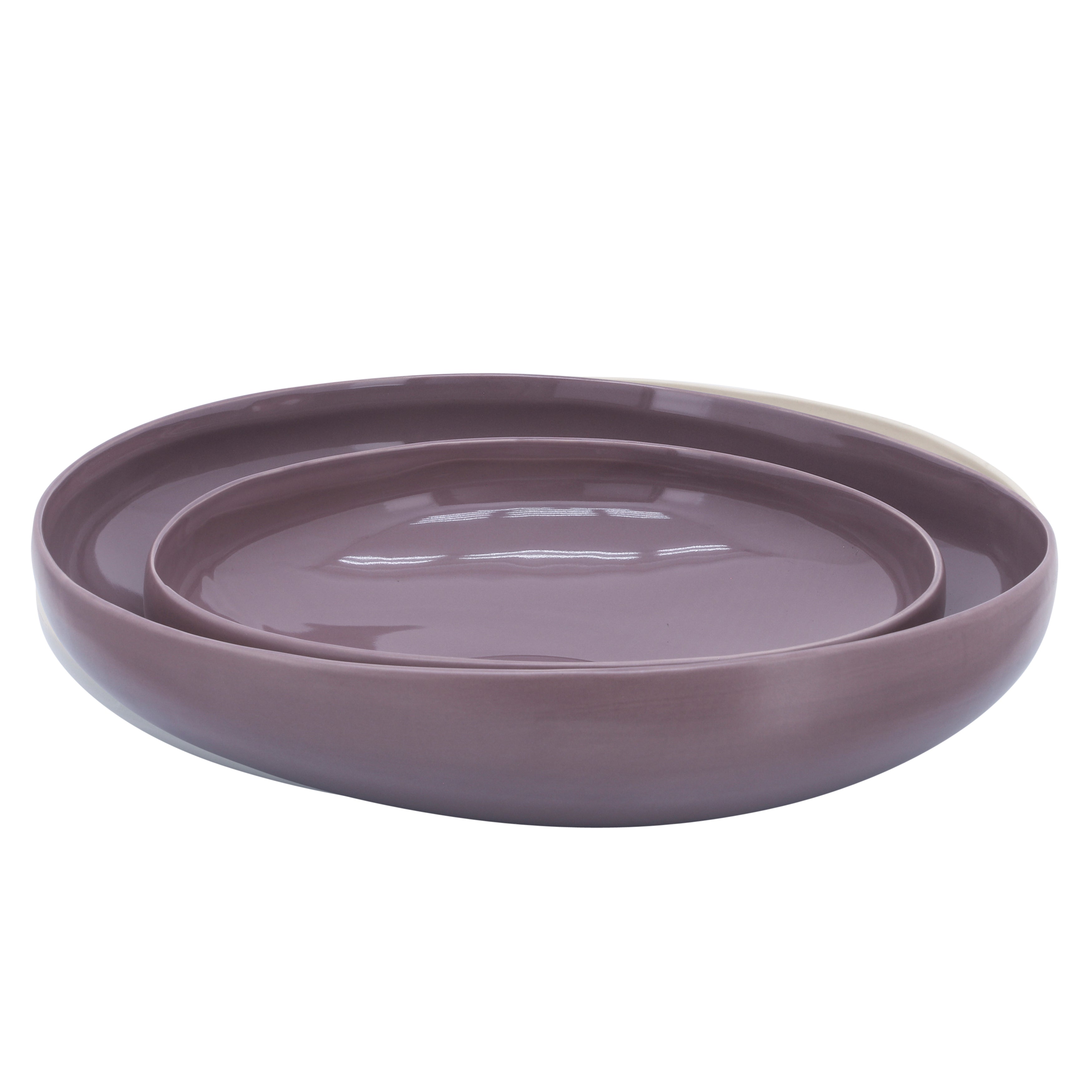 S/2 Organic Bowls 12/15", Lavander - Decor Addict, LLC