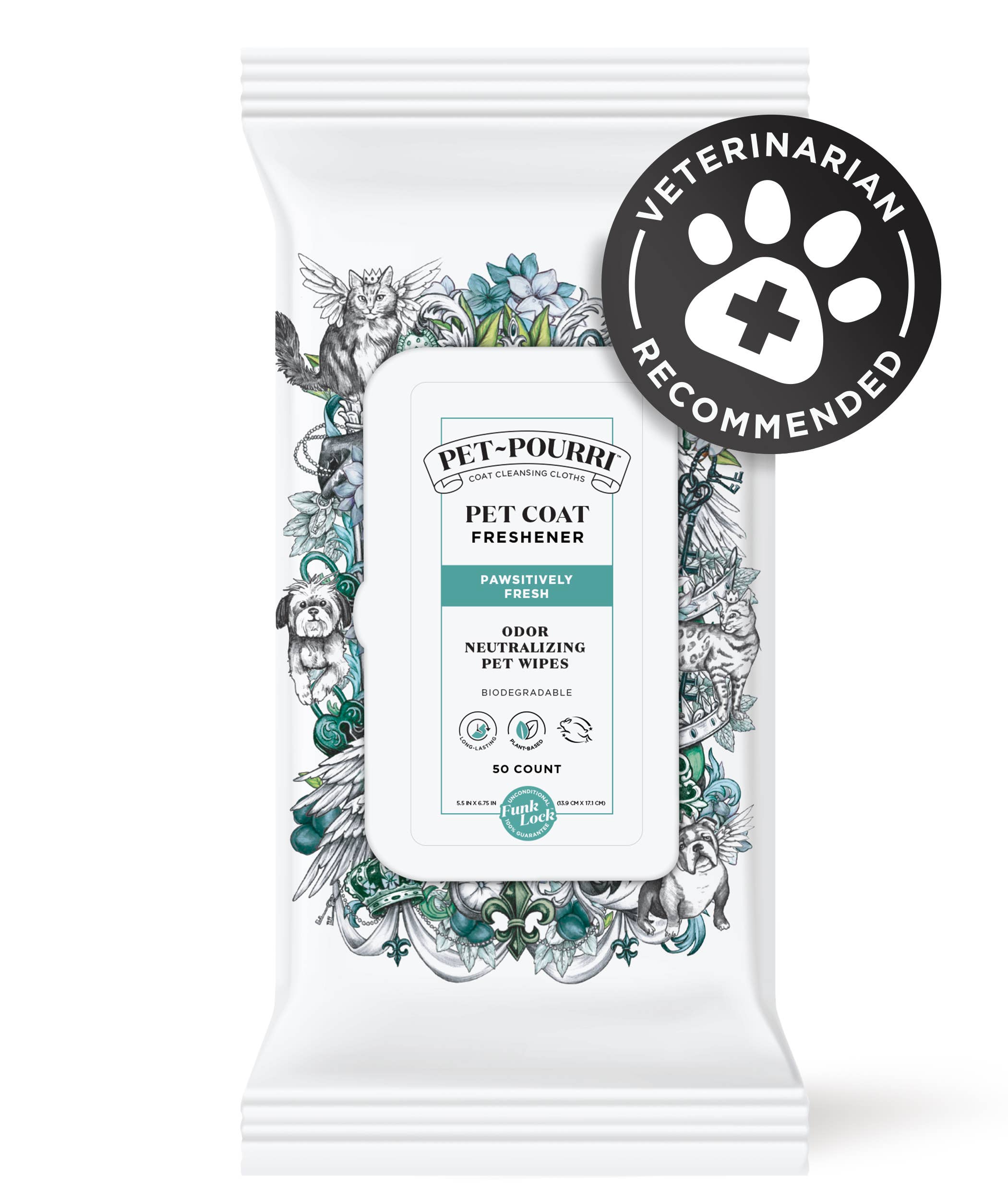 Pet~Pourri - Pet Coat Wipes - 50ct - Pawsitively Fresh Scent - Decor Addict, LLC