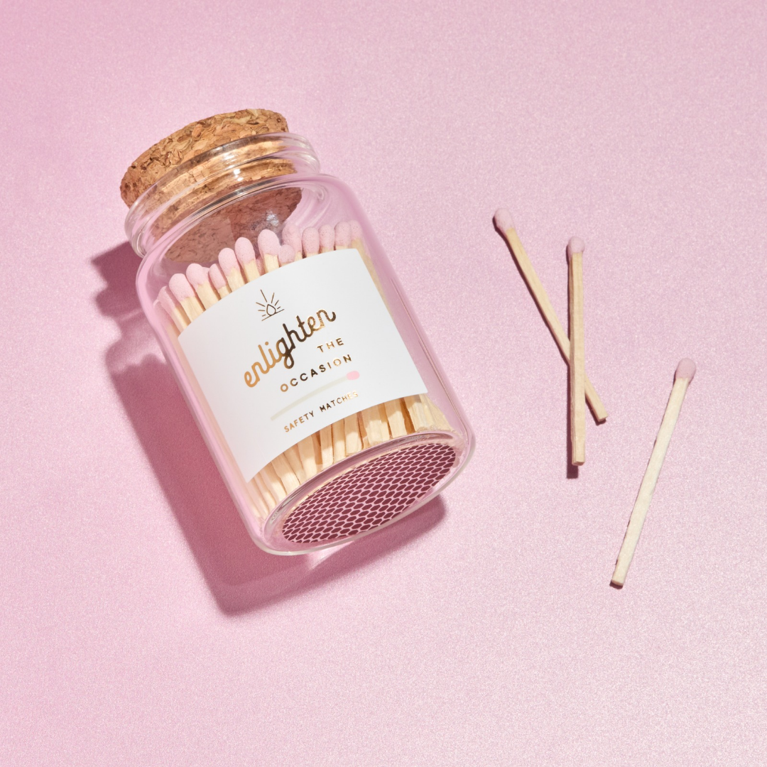 Lux Mini Match Corked Vial with Baby Pink Matchsticks - Decor Addict, LLC