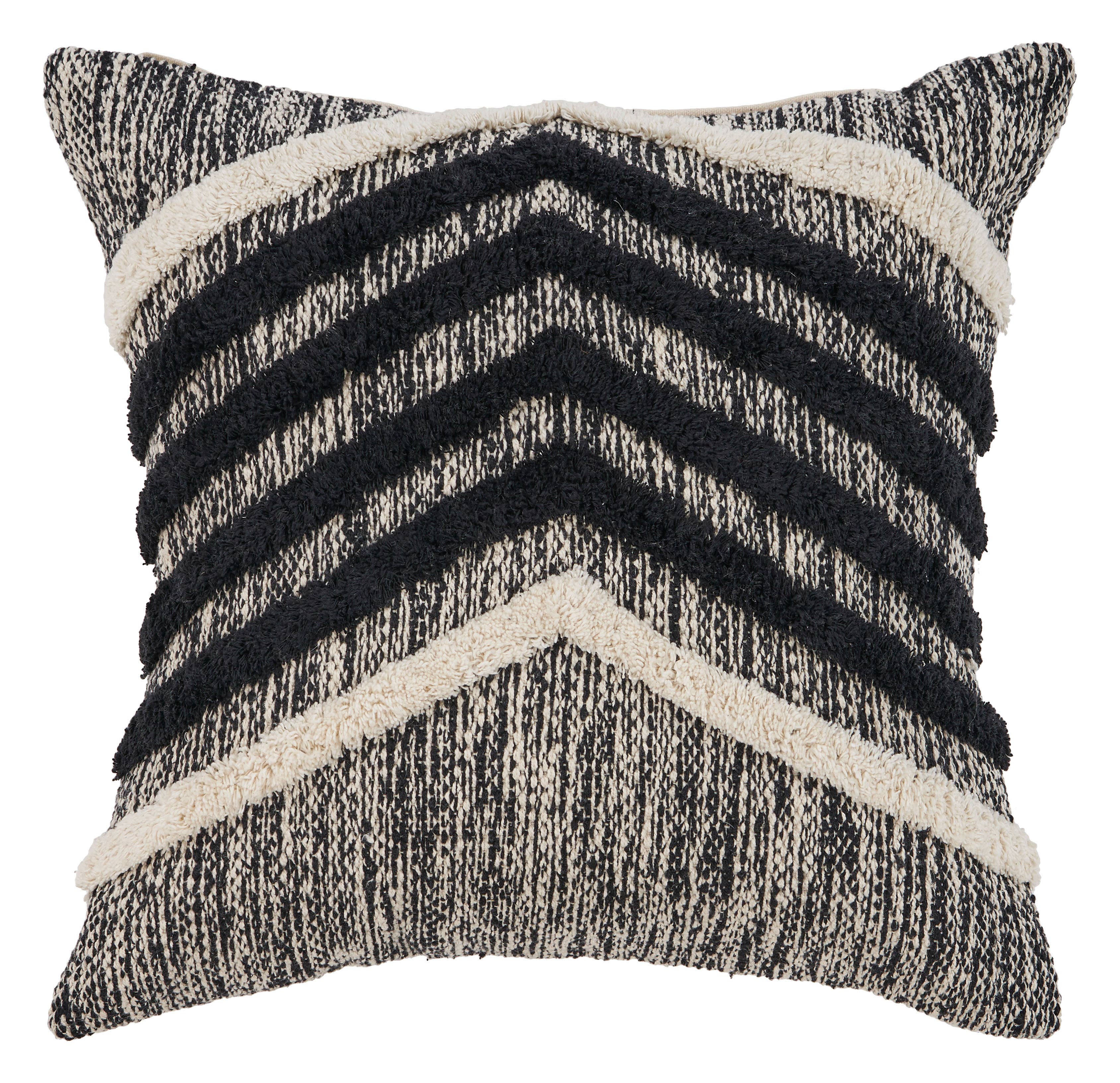 Black Pinstripe Throw Pillow: Black/Ivory / Poly Filled