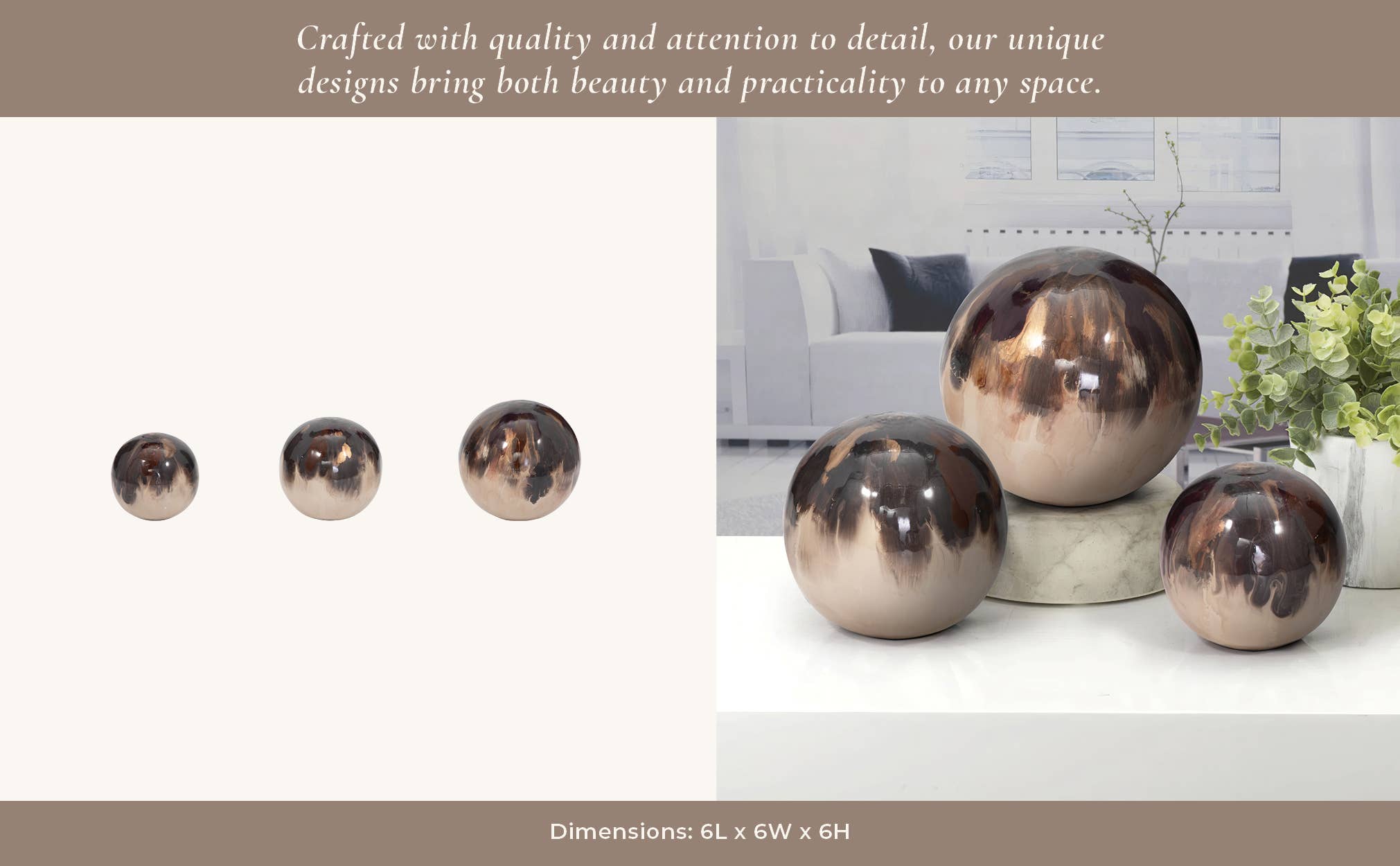 Metal Modern Abstract Sphere Set of 3 - Ivory, 4/5/6 in.