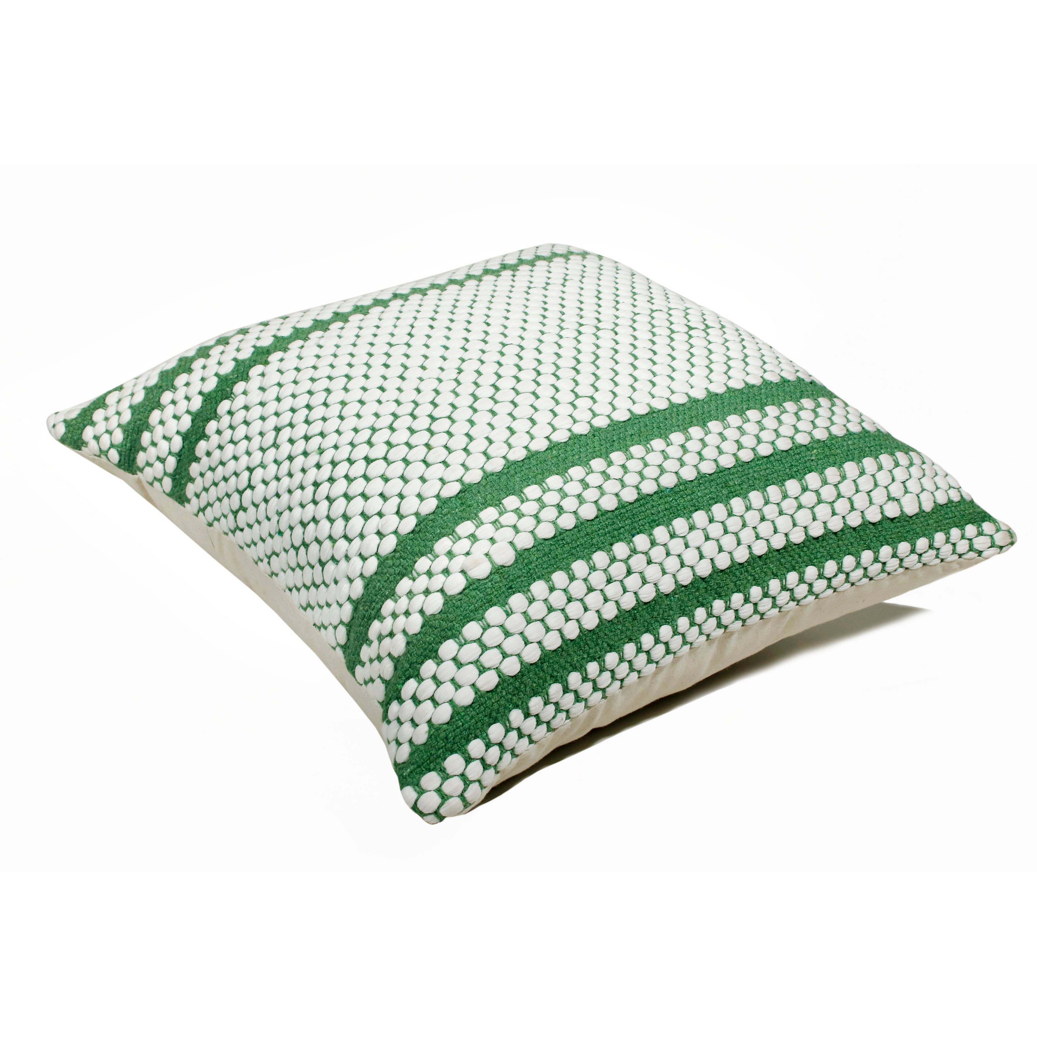 Going Green Striped Handwoven Throw Pillow: Green/White / 14" x 36" / Poly Filled - Decor Addict, LLC