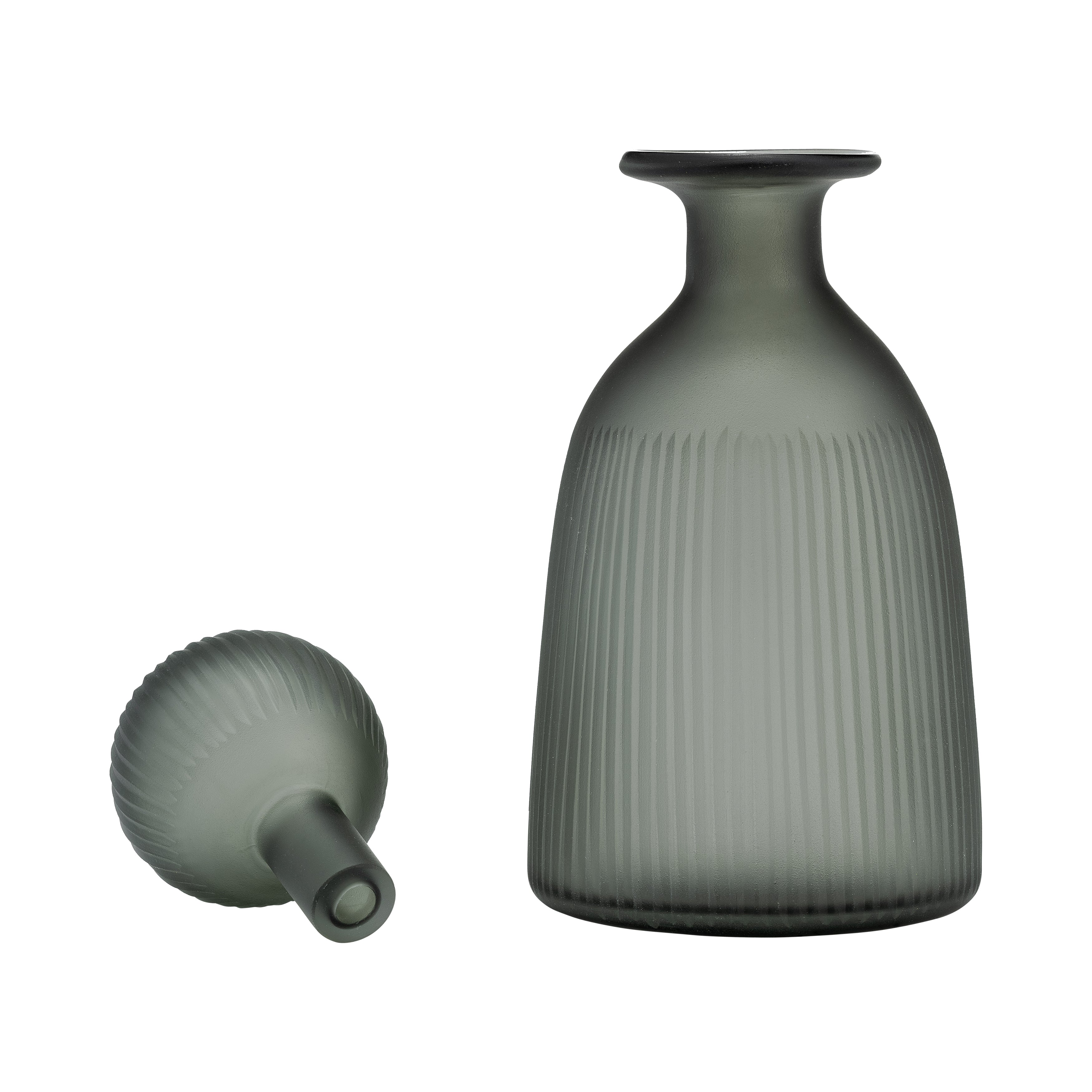 Glass, 13"h Vase W/ Lid, Green/smoke - Decor Addict, LLC