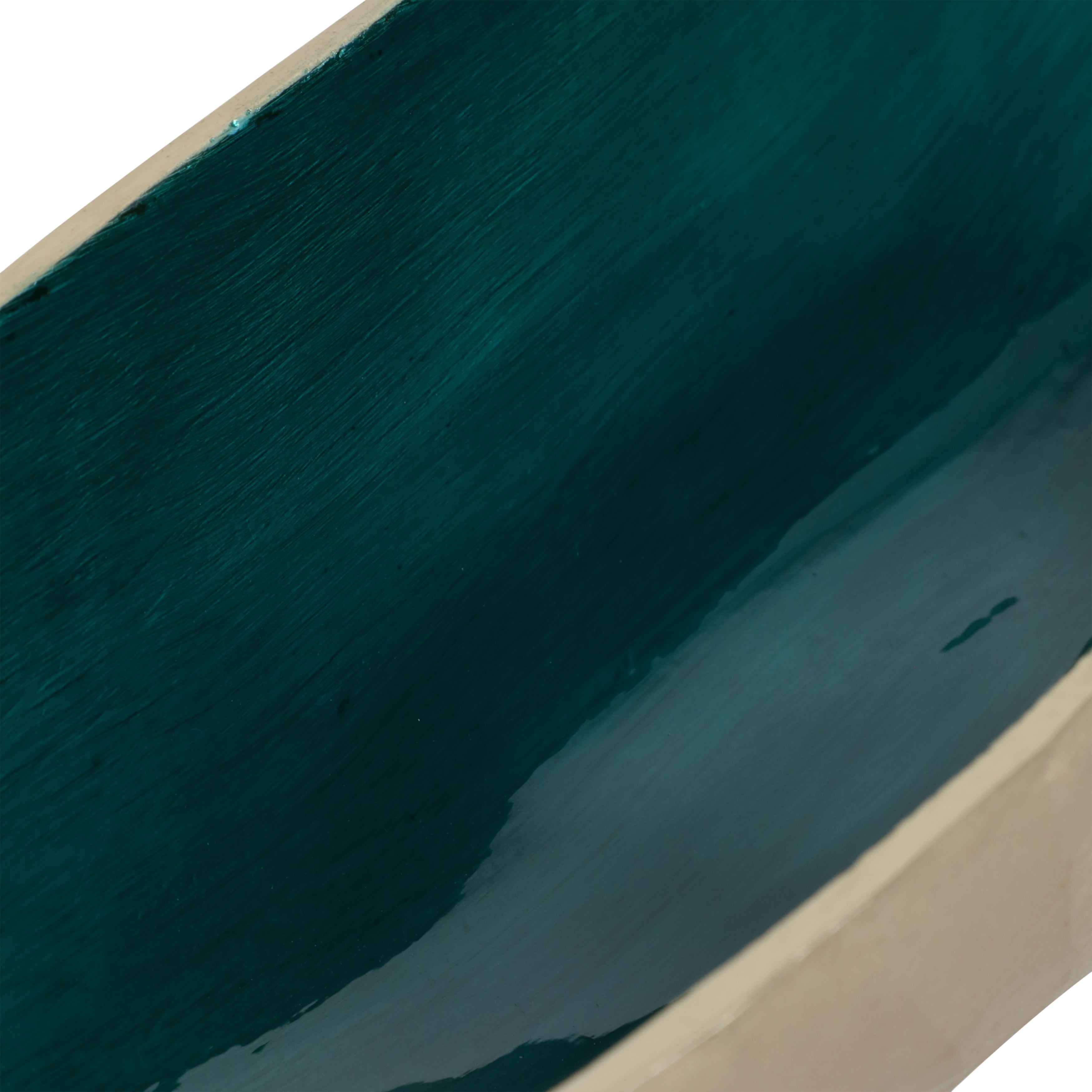 S/2 20/23" Oval Metal Bowl W/ Enamel, Blue/gold - Decor Addict, LLC