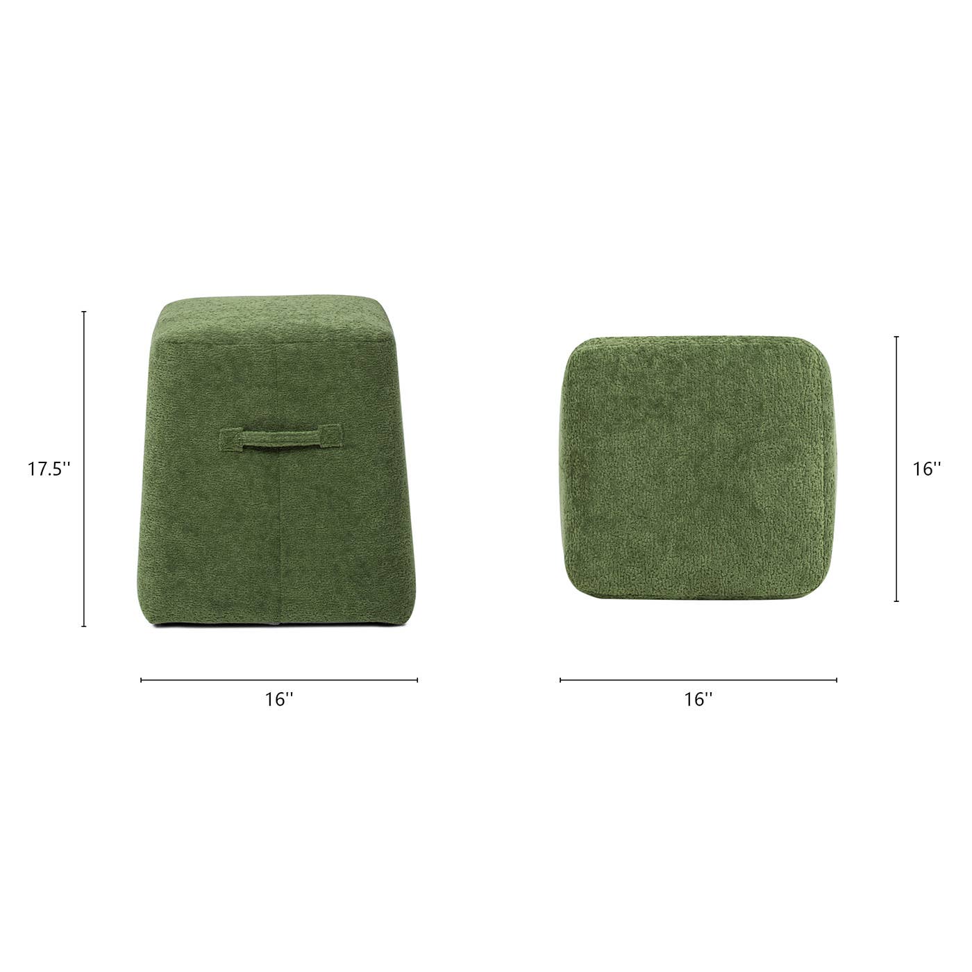 Oliver 16" Tapered Square Upholstered Ottoman Fleeced: Spice Orange - Decor Addict, LLC