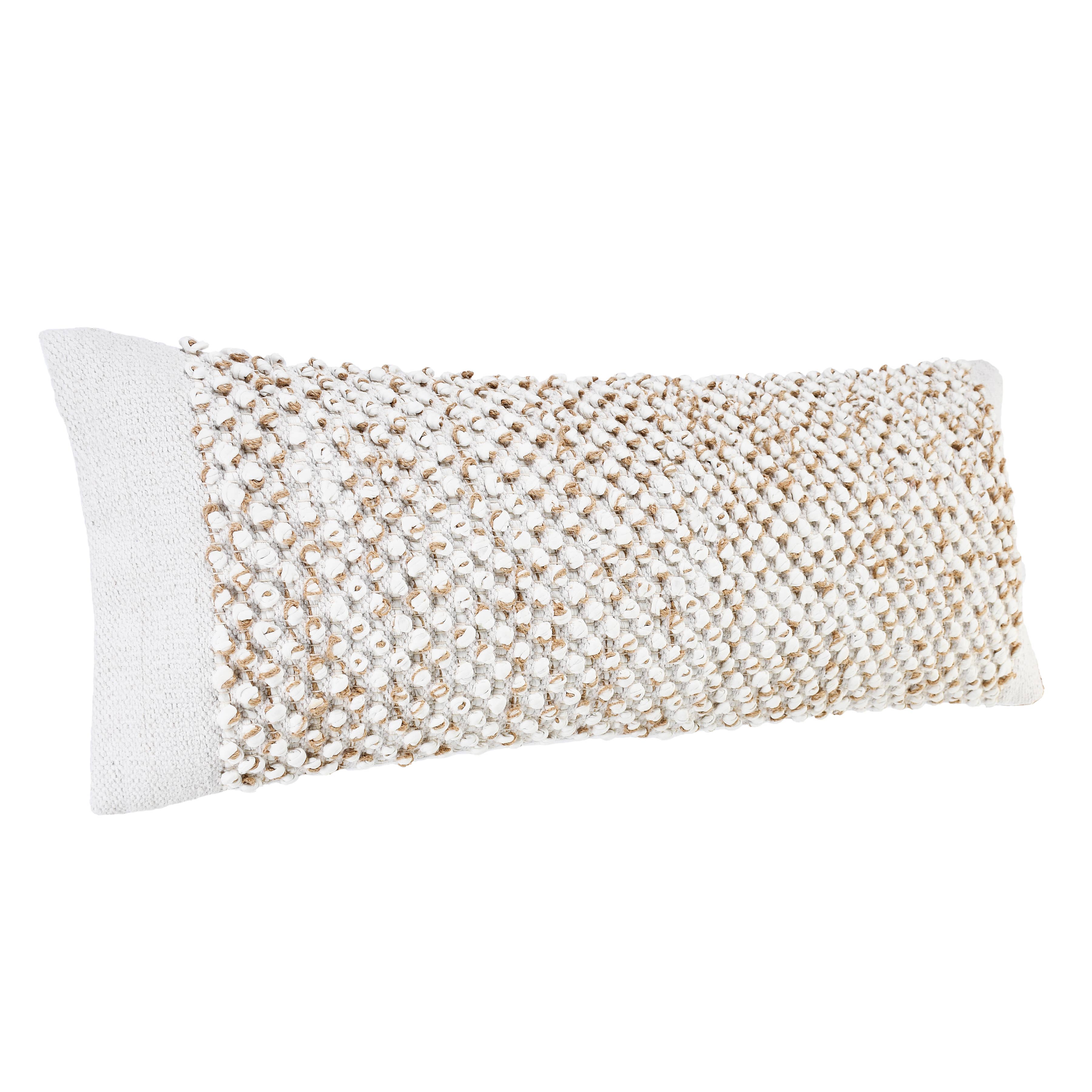 Farmhouse Color Block Hand-Woven Cotton Blend Pillow: Pillow- Poly Filled - Decor Addict, LLC