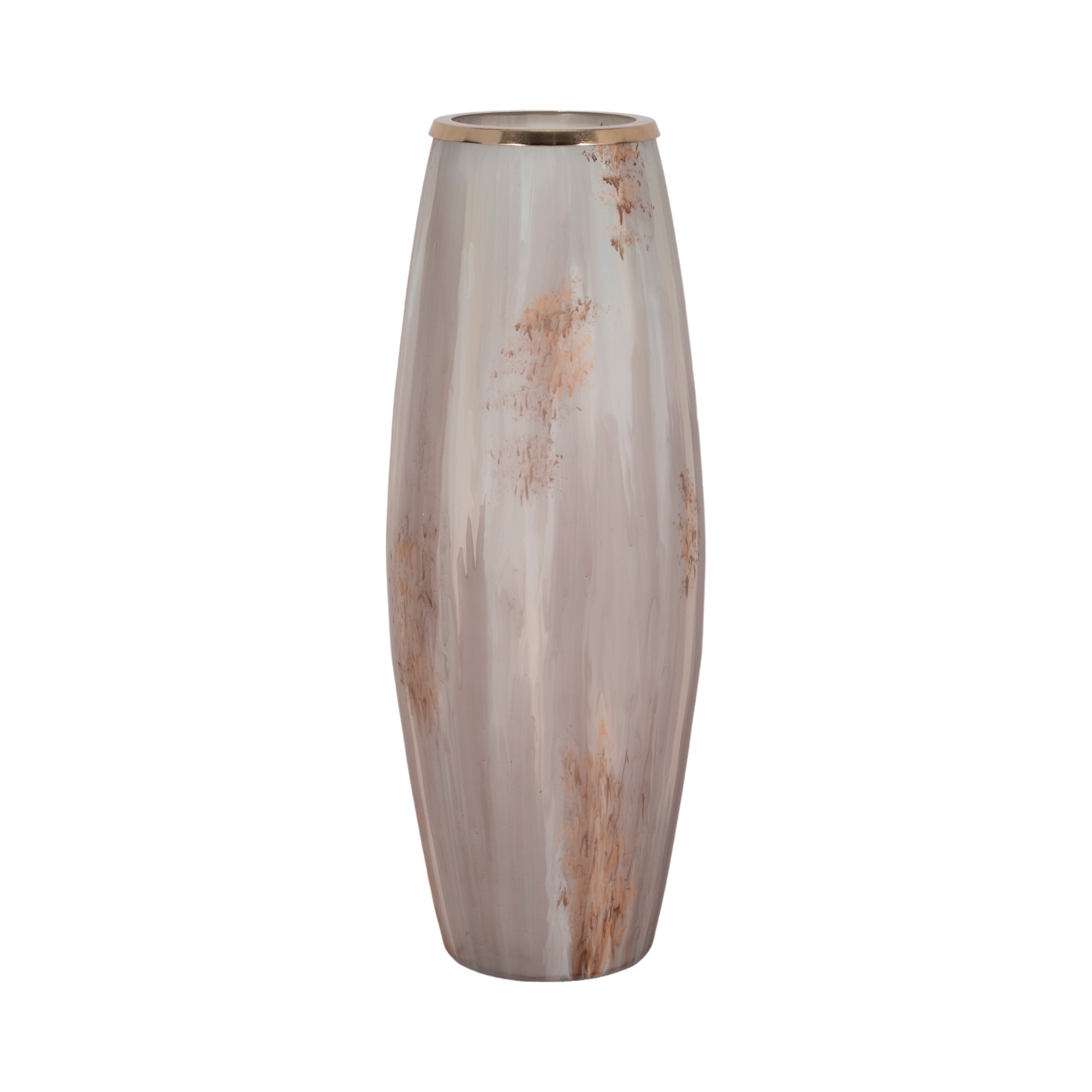 24" Curved Glass Vase Opal Finish, Ivory Multi - Decor Addict, LLC