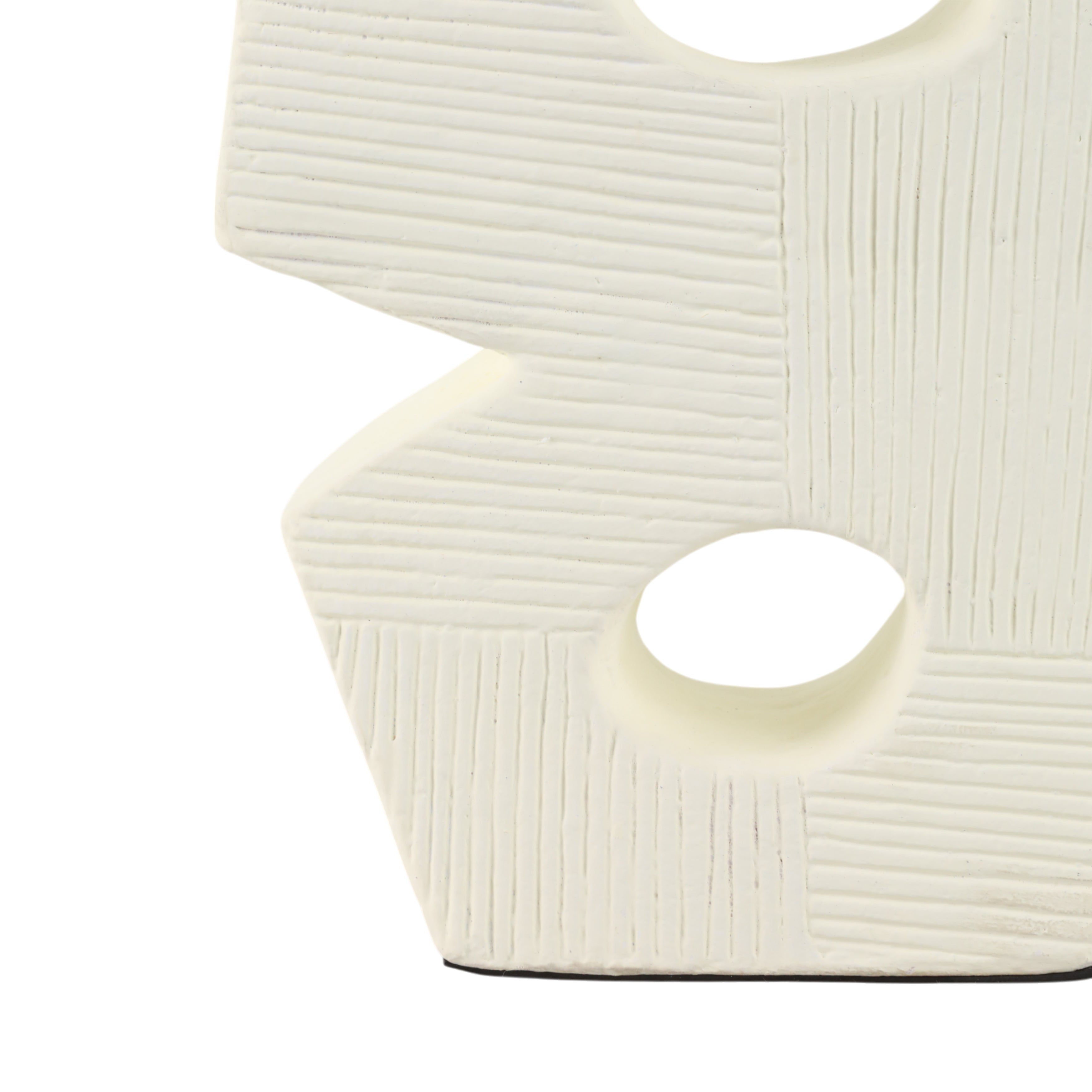 15" Terracotta Abstract Sculpture, Ivory - Decor Addict, LLC