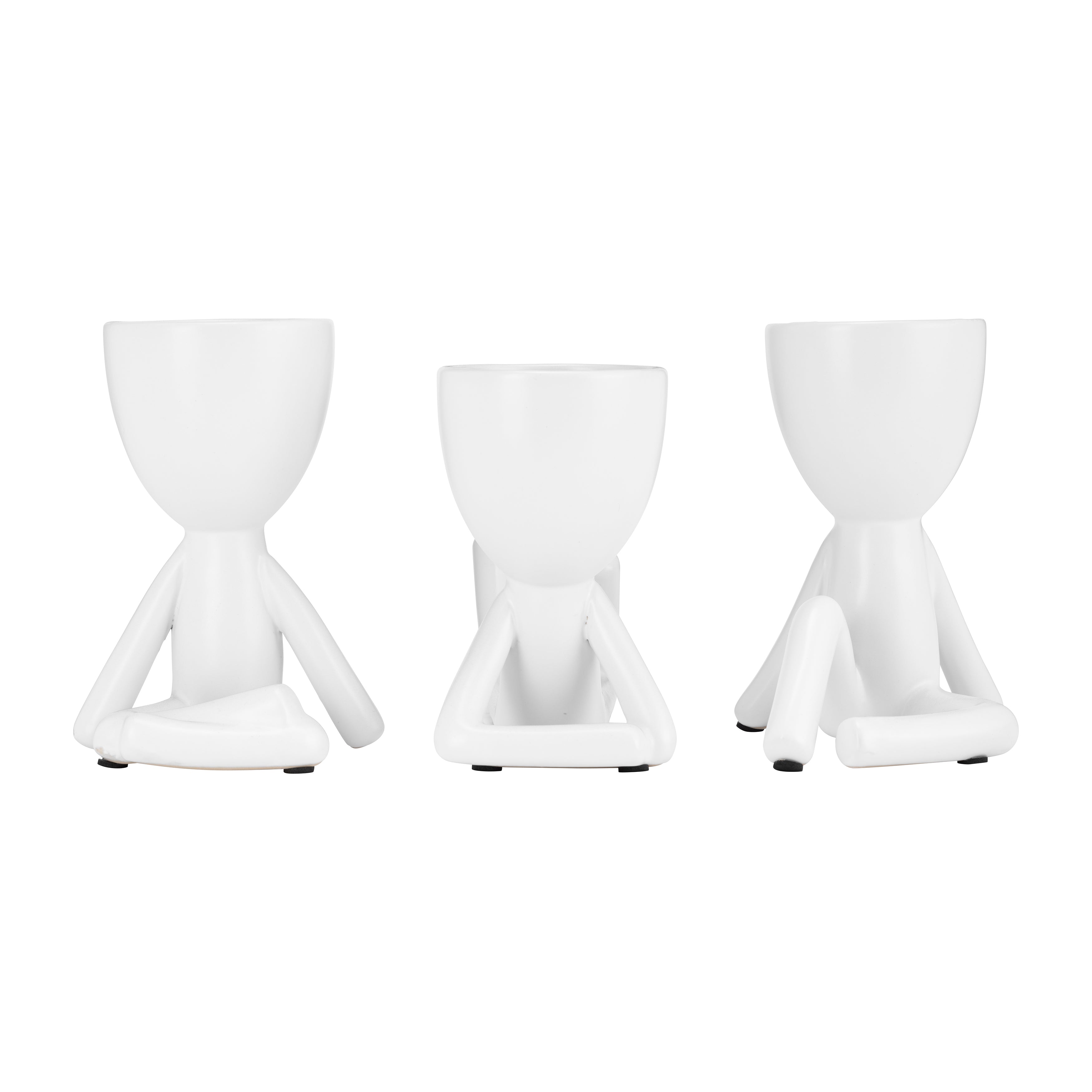 Cer, S/3 8" Sitting Humans, White - Decor Addict, LLC