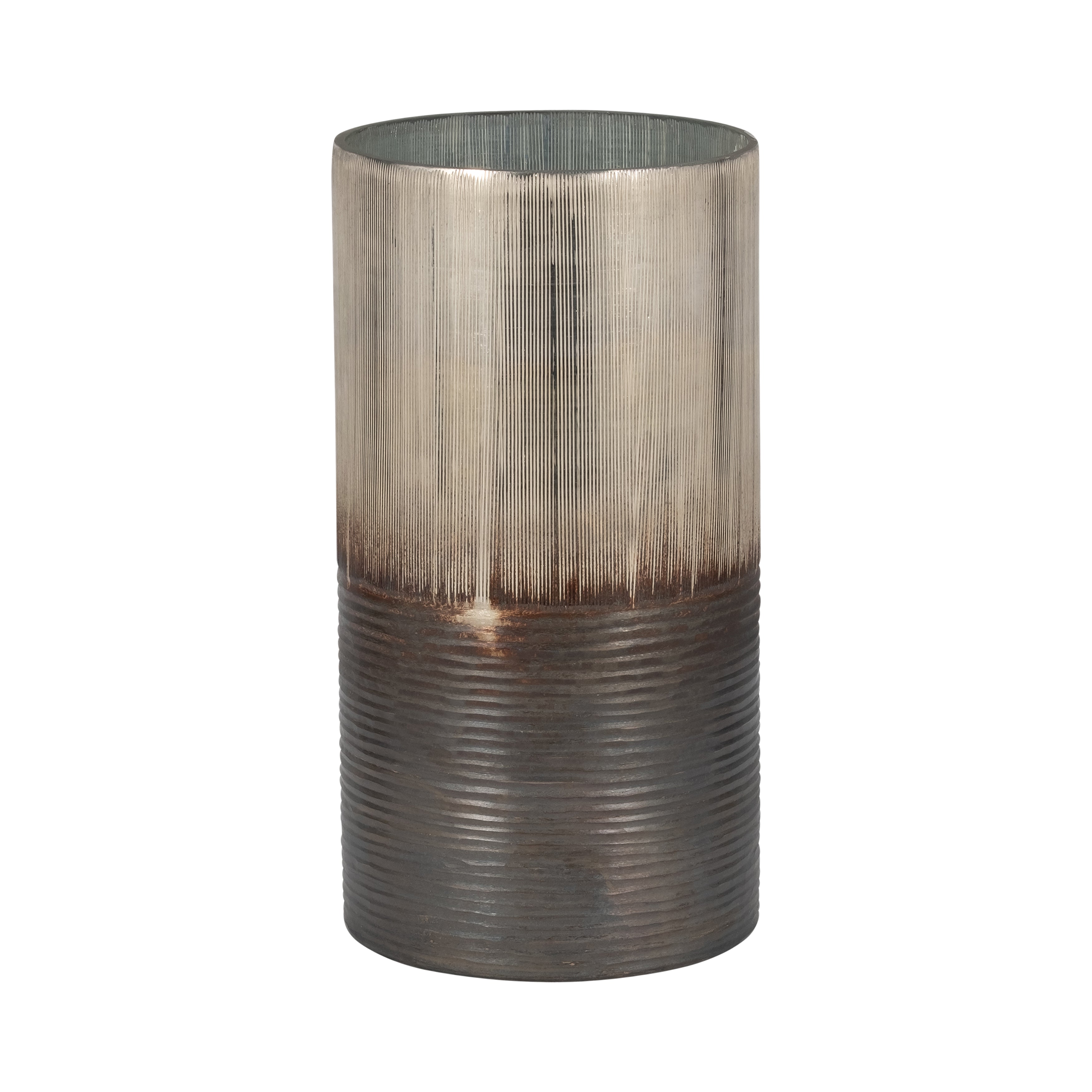 Glass, 13" Metallic 2-tone Vase, Silver - Decor Addict, LLC