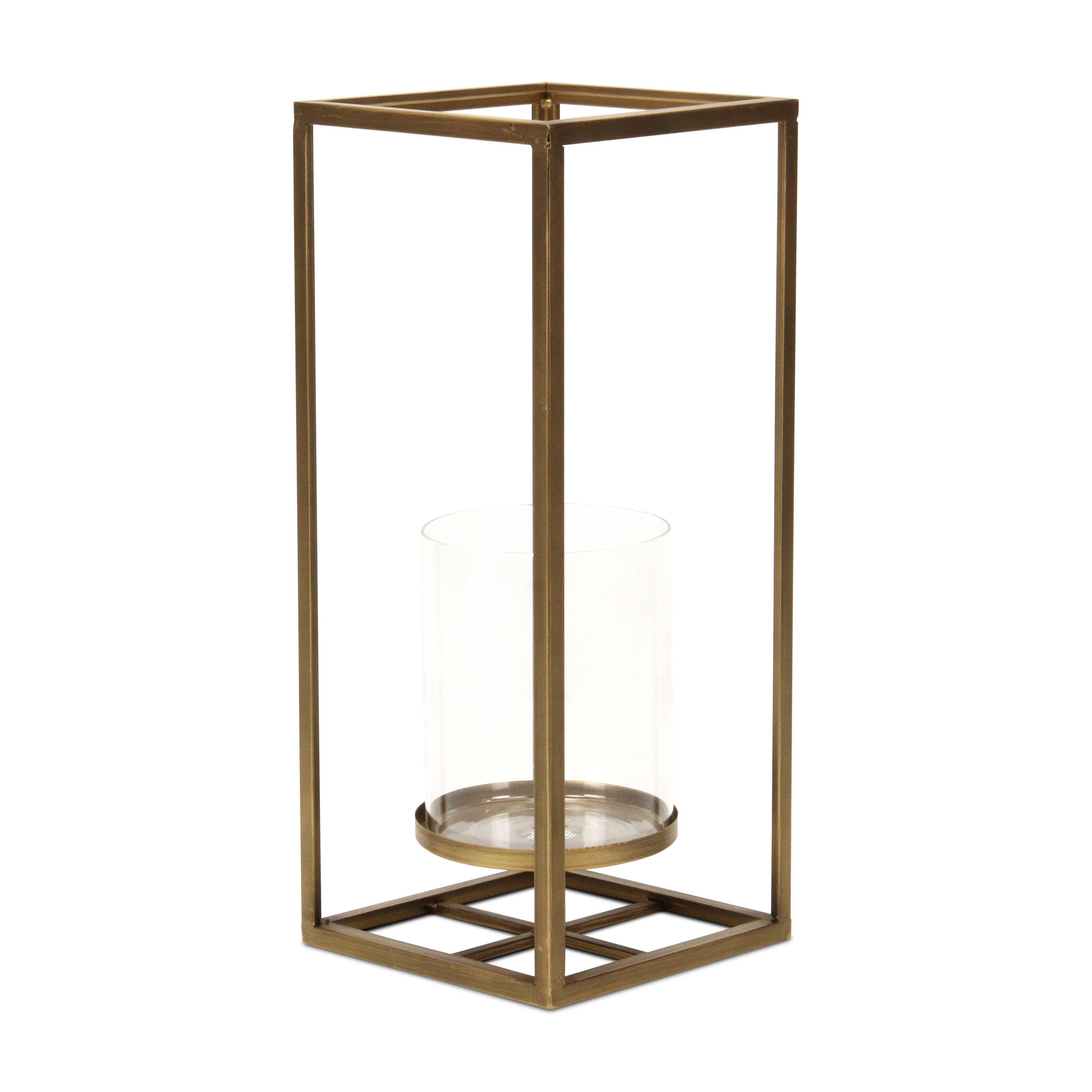 Pembertale Tall Square Gold Metal Lantern: Large - Decor Addict, LLC