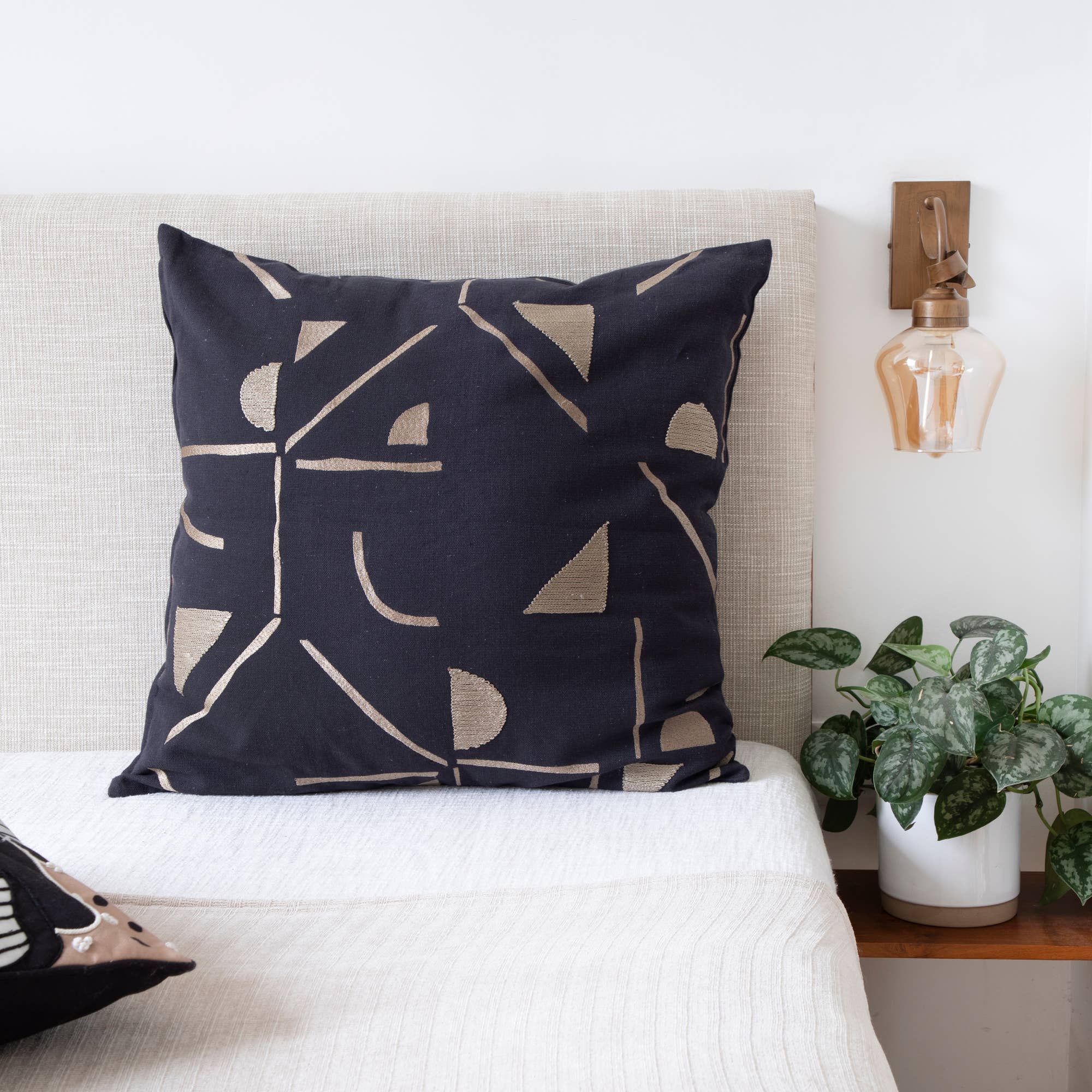 Contemporary Geometric Hand Woven Throw Pillow: Denim Blue / 20" x 20" - Decor Addict, LLC