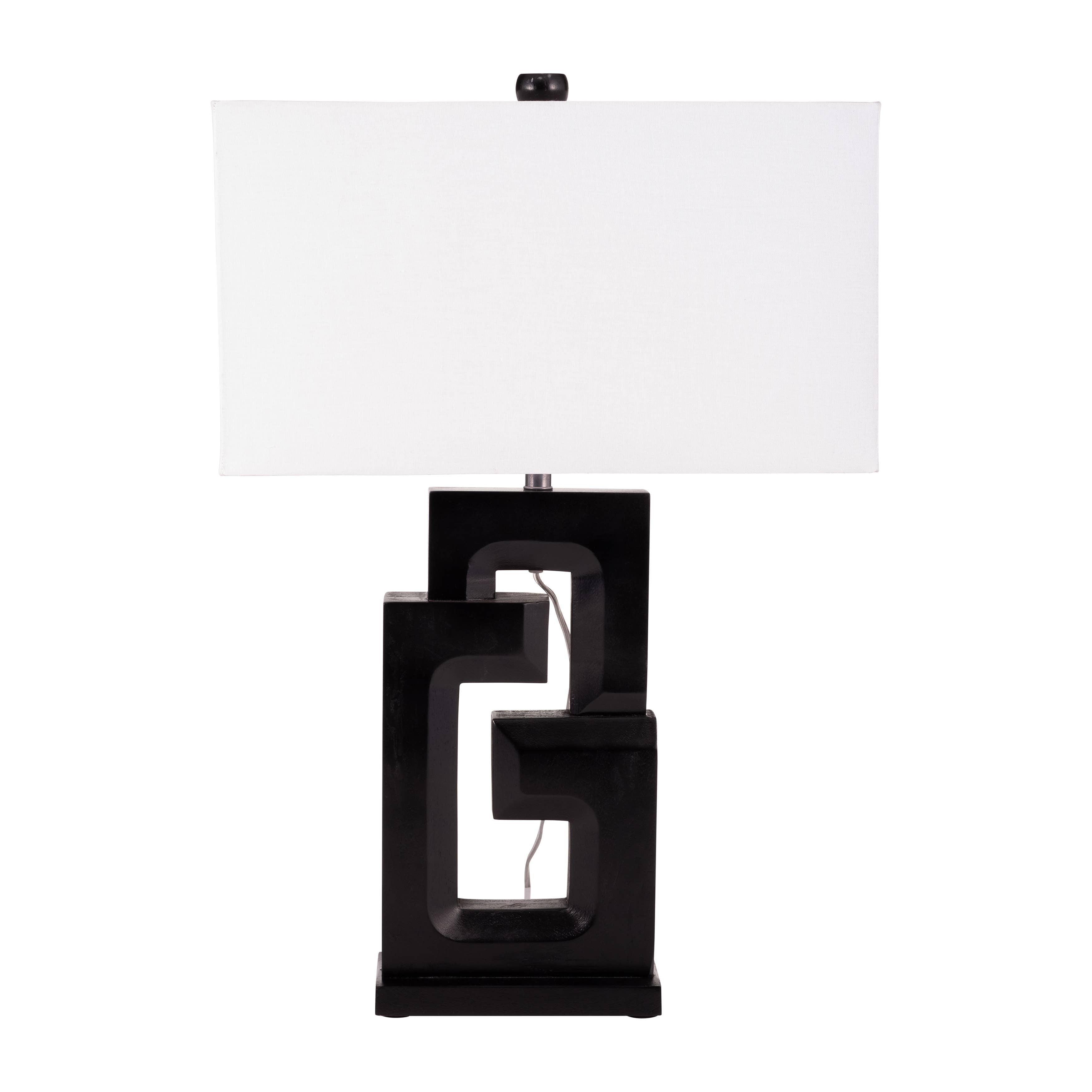 Wood, 27"h Geometric Lamp, Black - Decor Addict, LLC