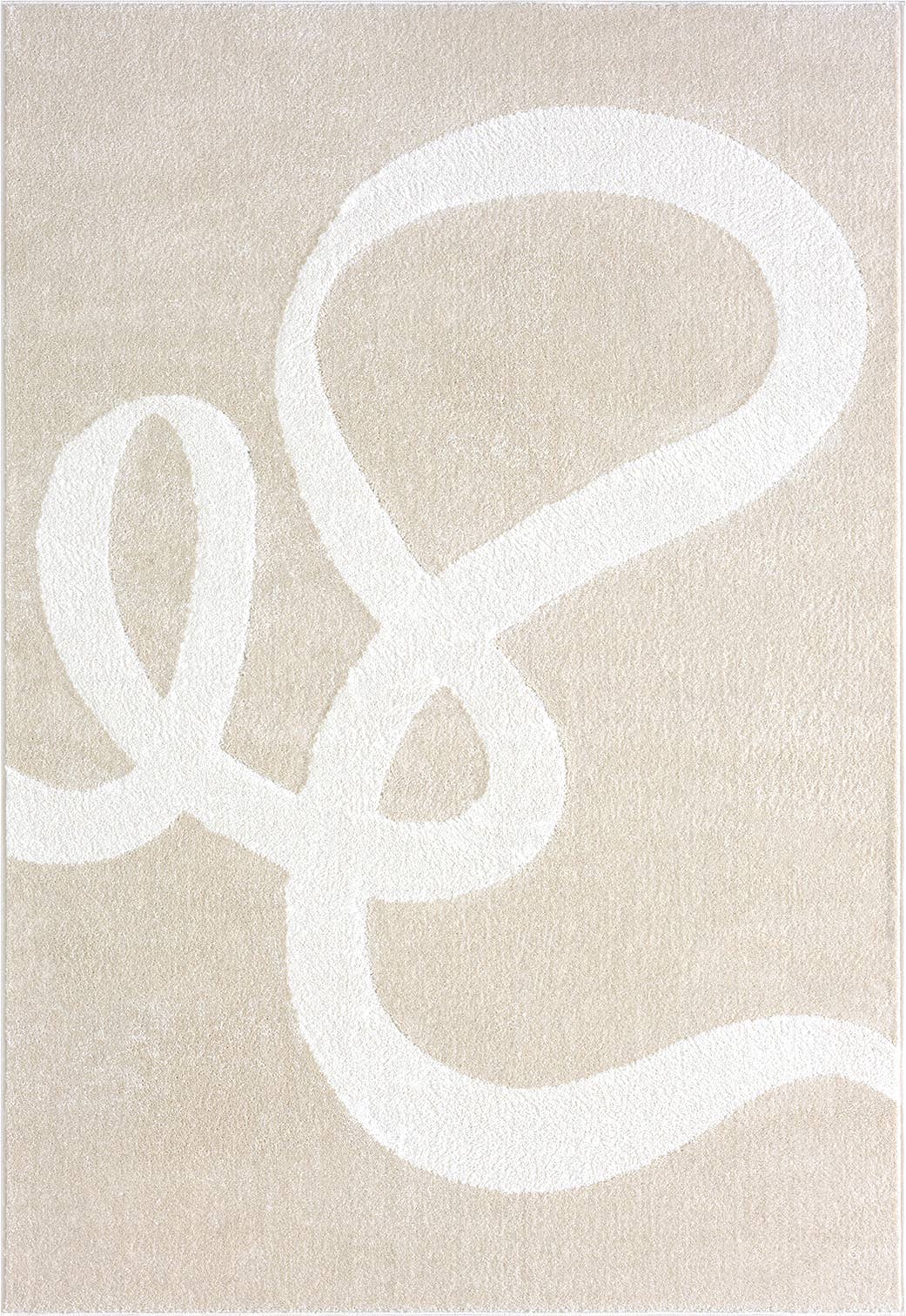 Modern Abstract Decorative Neutral Beige Area Rug: 2' x 3' - Decor Addict, LLC