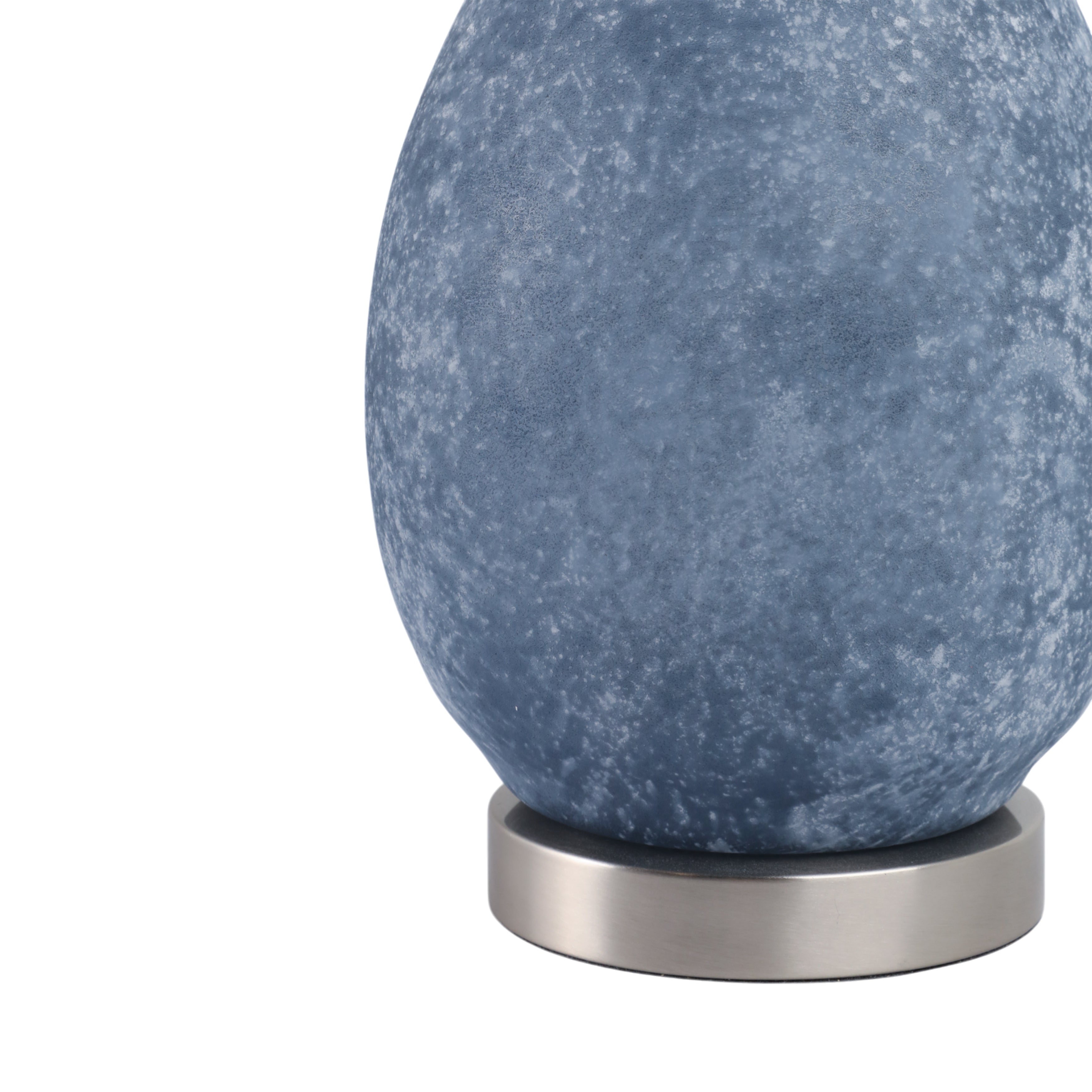 29x17" Frosted Glass Teardrop Table Lamp, Dark Blu - Decor Addict, LLC