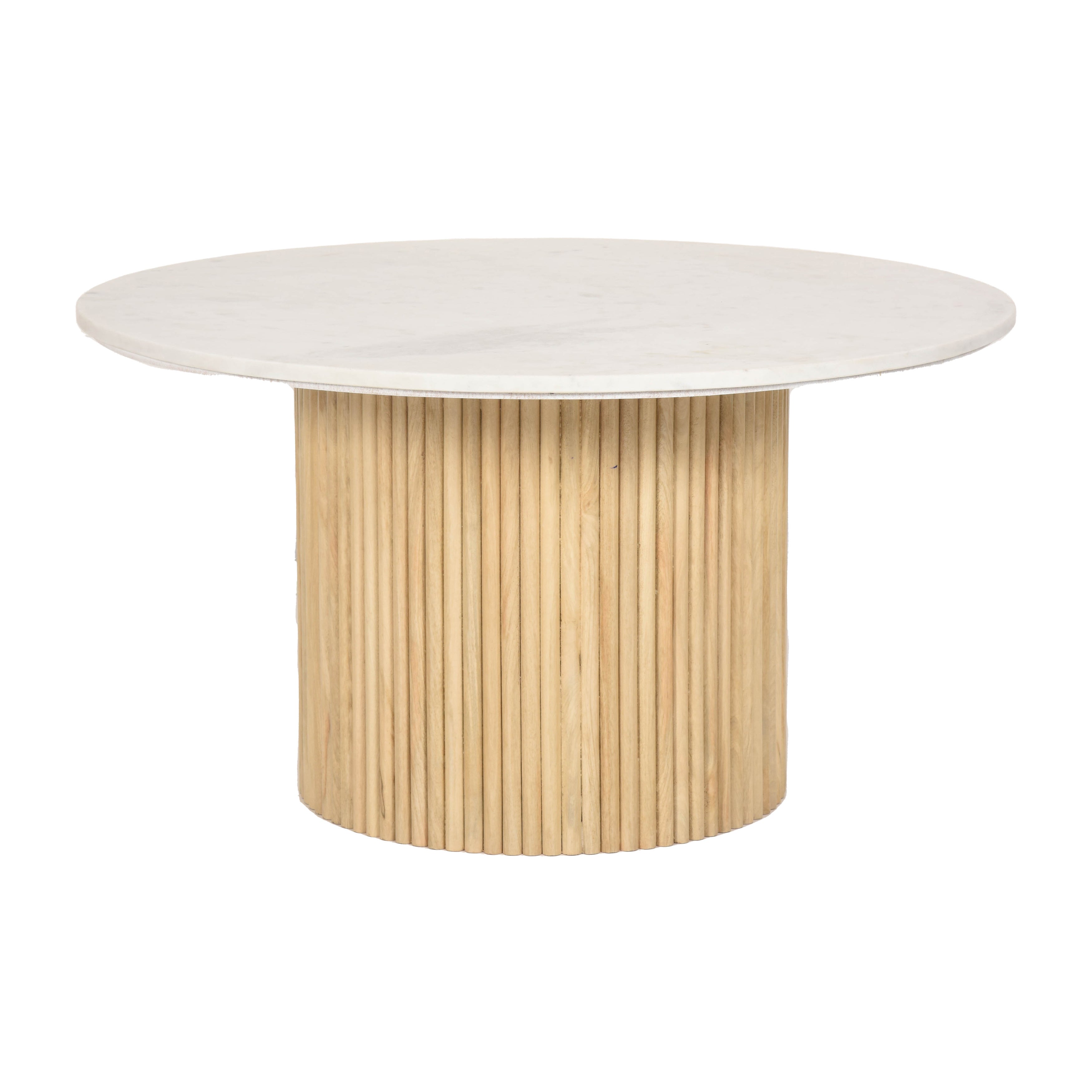 Wood/marble, 34"d Reeded, Coffee Table, Kd 2boxes - Decor Addict, LLC