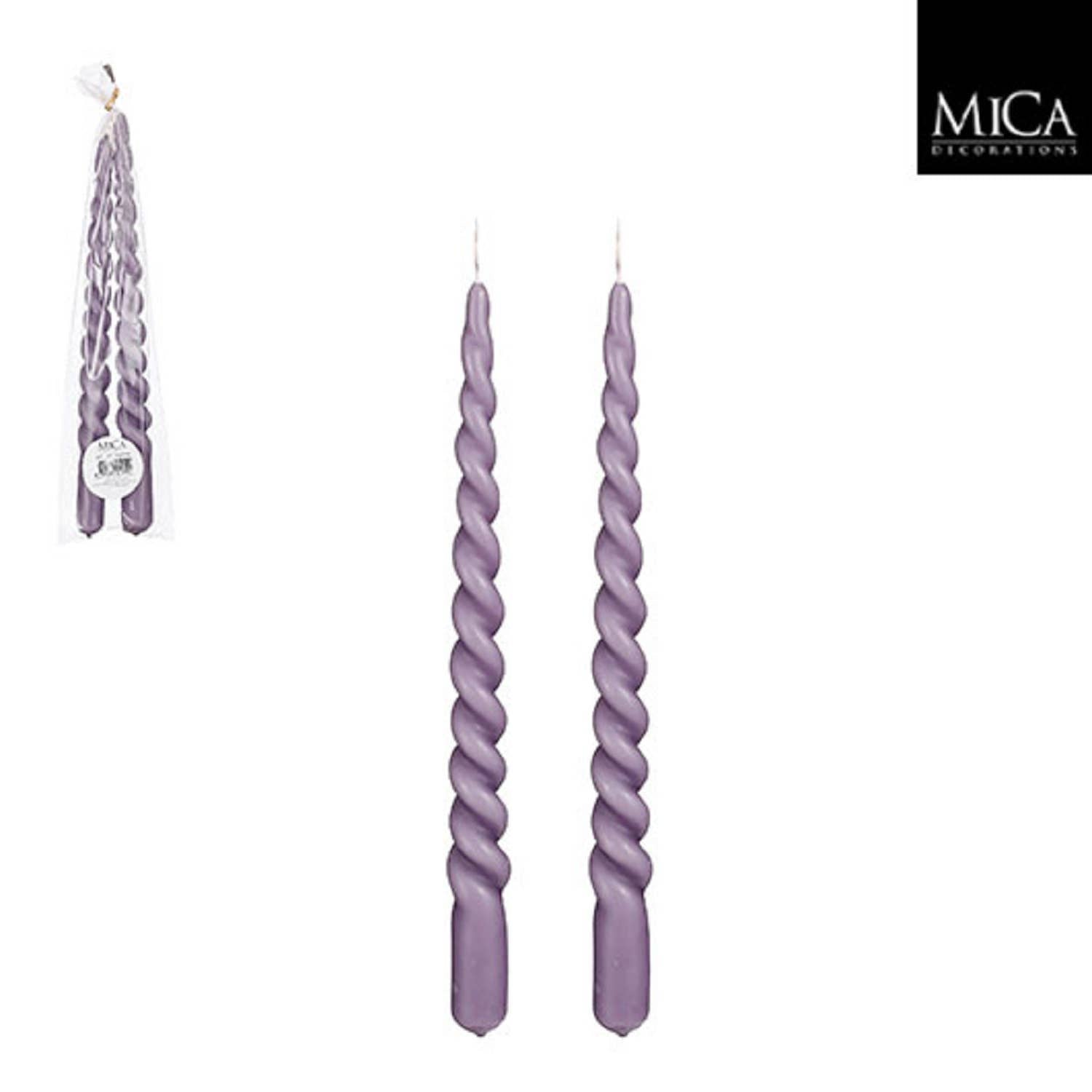 Set of 2 Twist Lilac Taper Candles: Lilac / PARAFFIN - Decor Addict, LLC