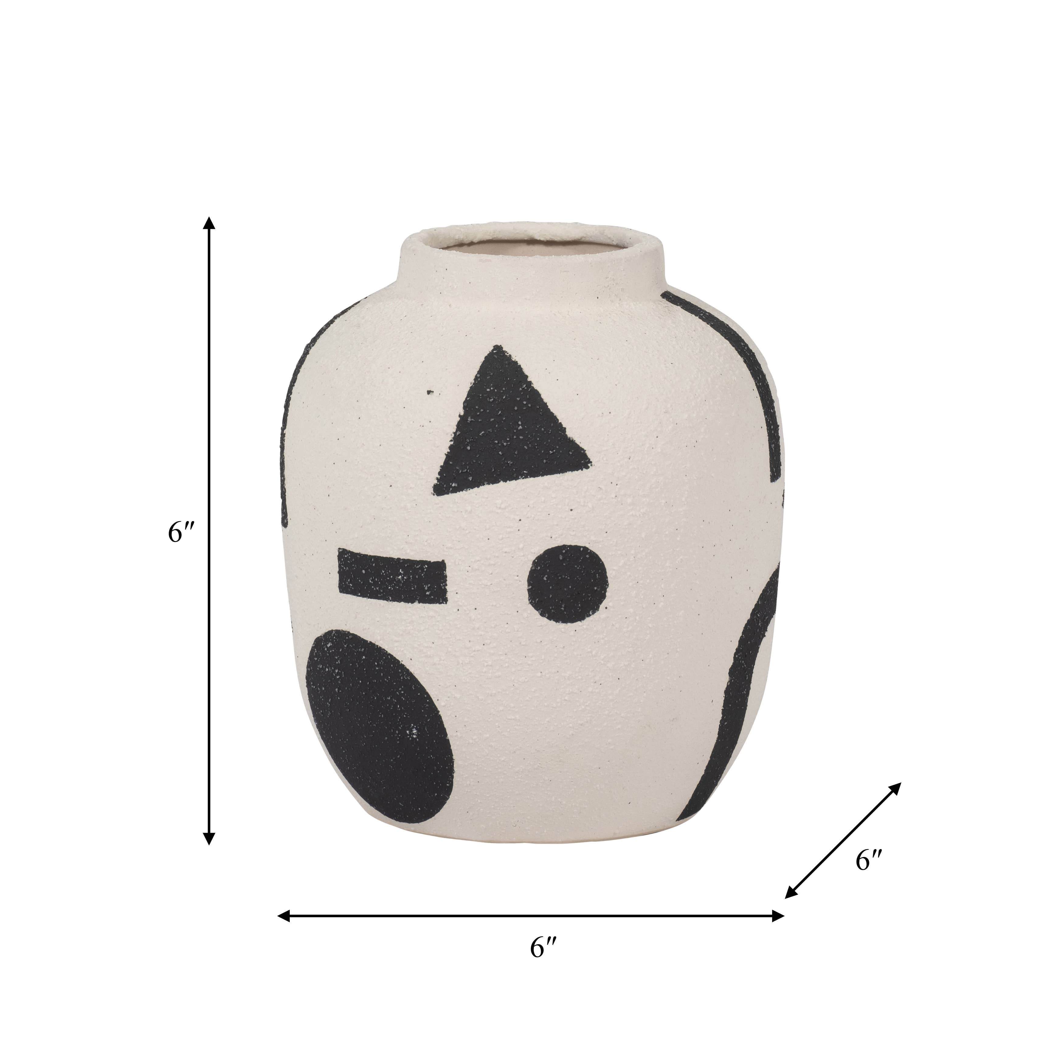 Ivory 6 in. Ceramic Round Boho Funky Bulbous Vase - Decor Addict, LLC