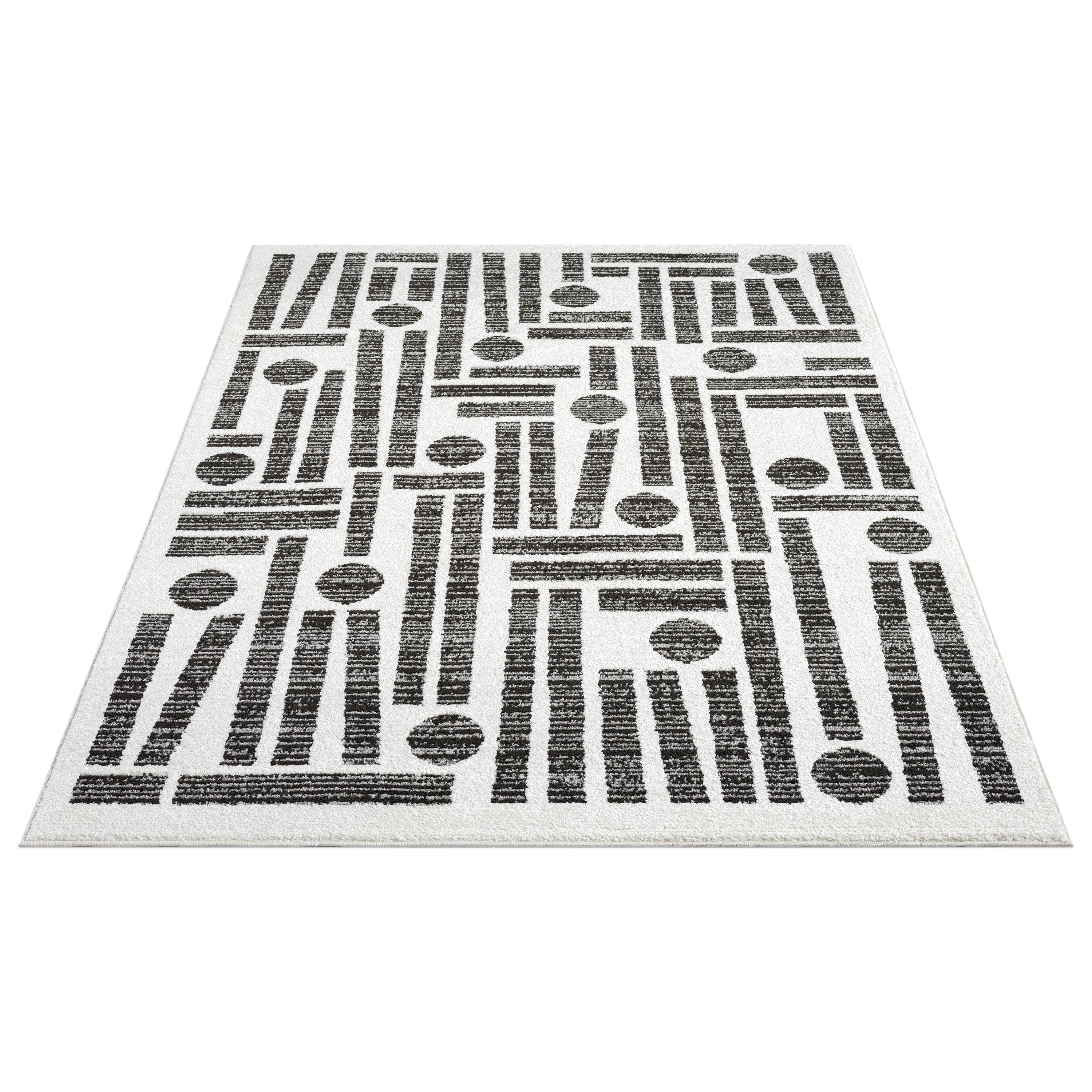 Abani Rugs Nomad Cream and Grey Lines Area Rug: 2' x 3' - Decor Addict, LLC