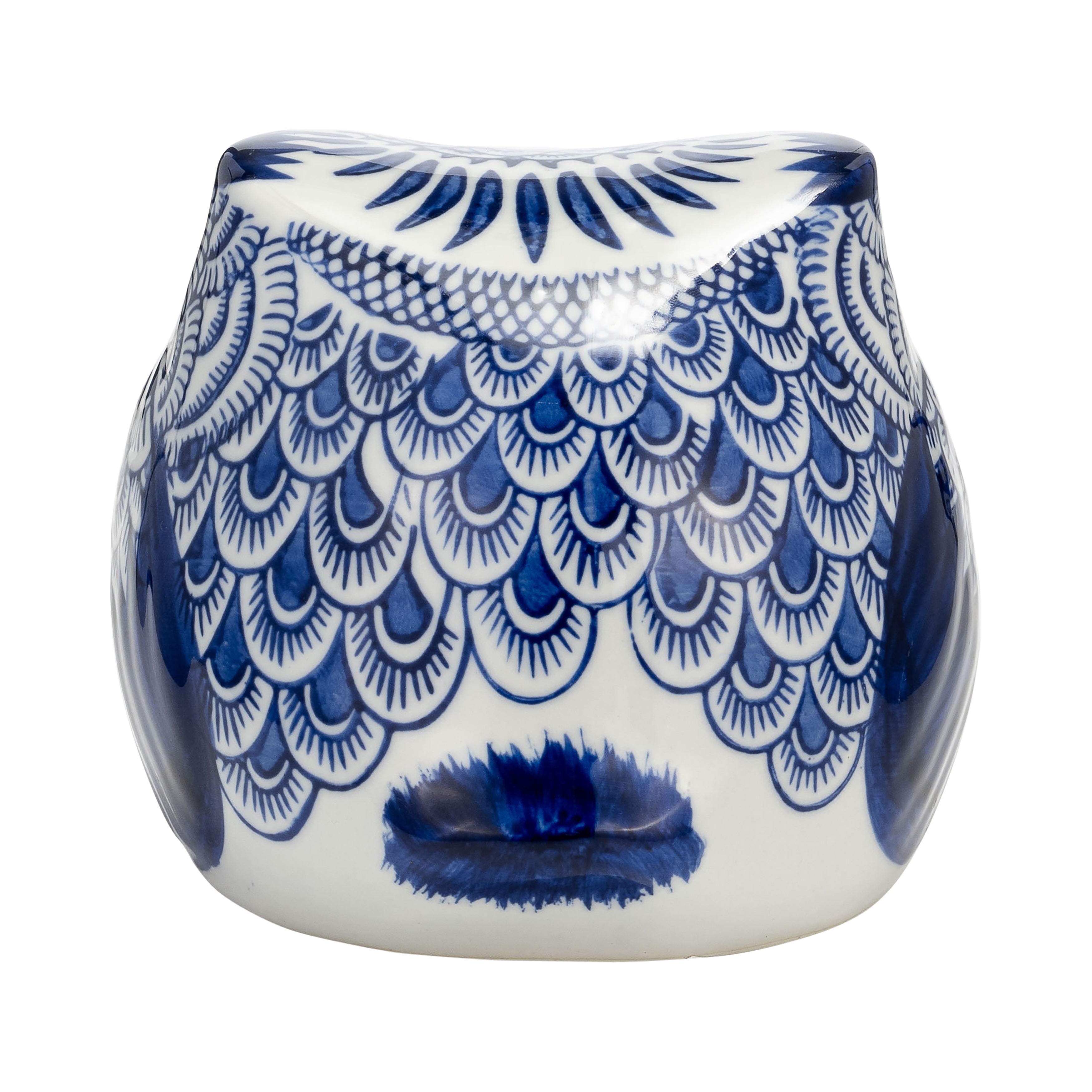 Cer, 5"h Chinoiserie Owl, Blue/white - Decor Addict, LLC