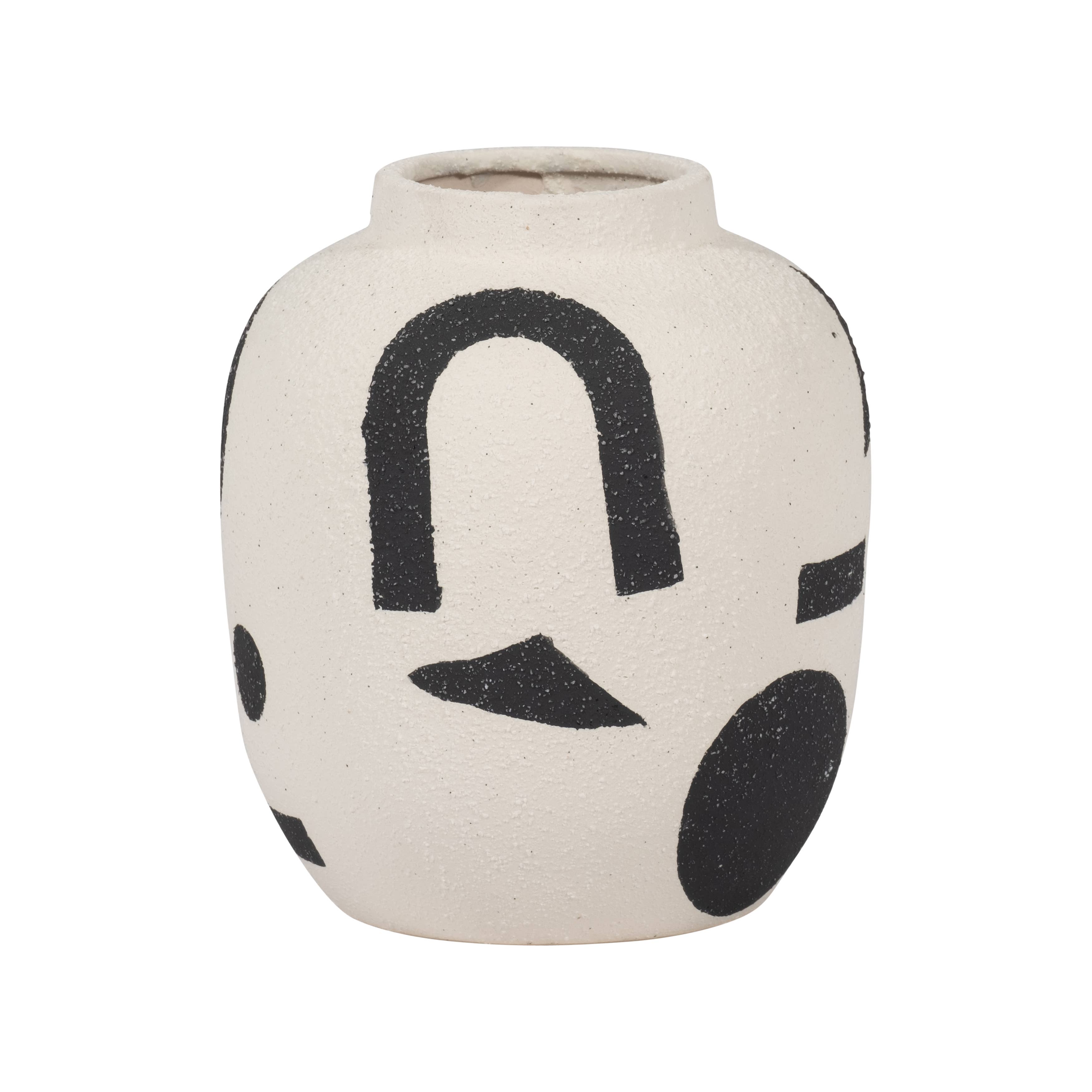 Ivory 6 in. Ceramic Round Boho Funky Bulbous Vase - Decor Addict, LLC