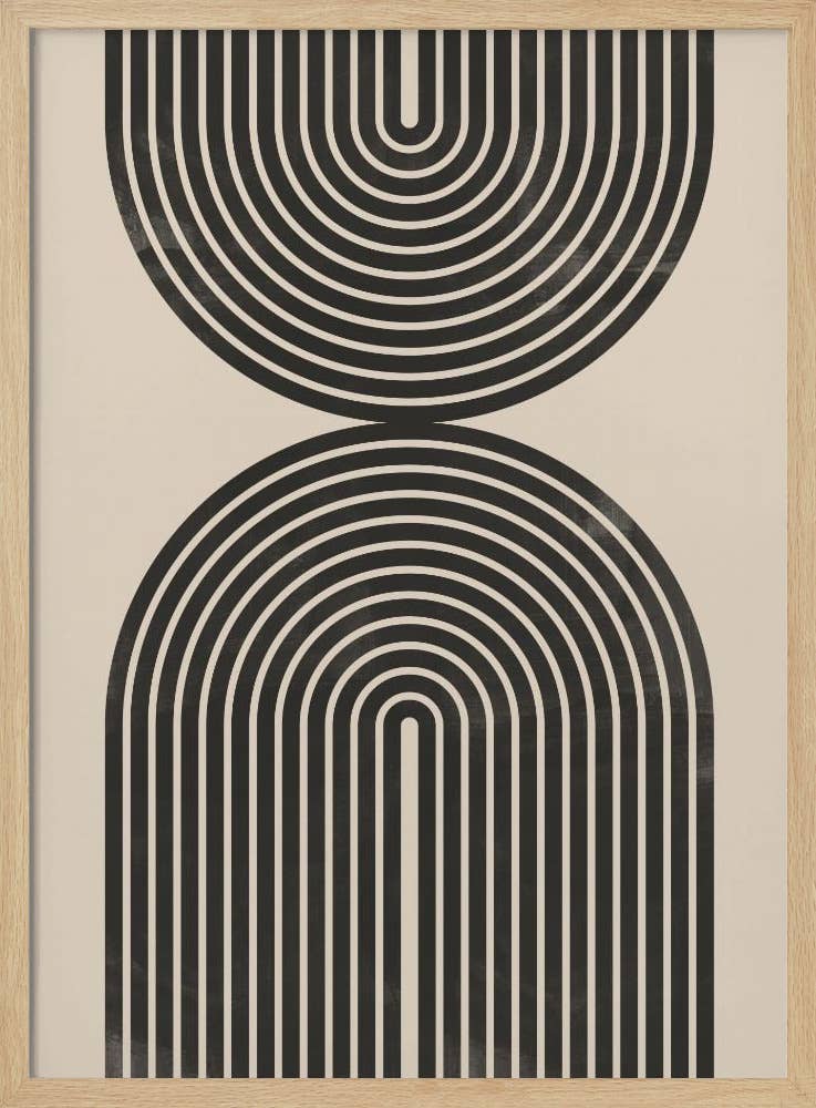 "Black Arch Line Art" Wall Art: Black Framed Textured Print / 40"H x 30 "W - Decor Addict, LLC