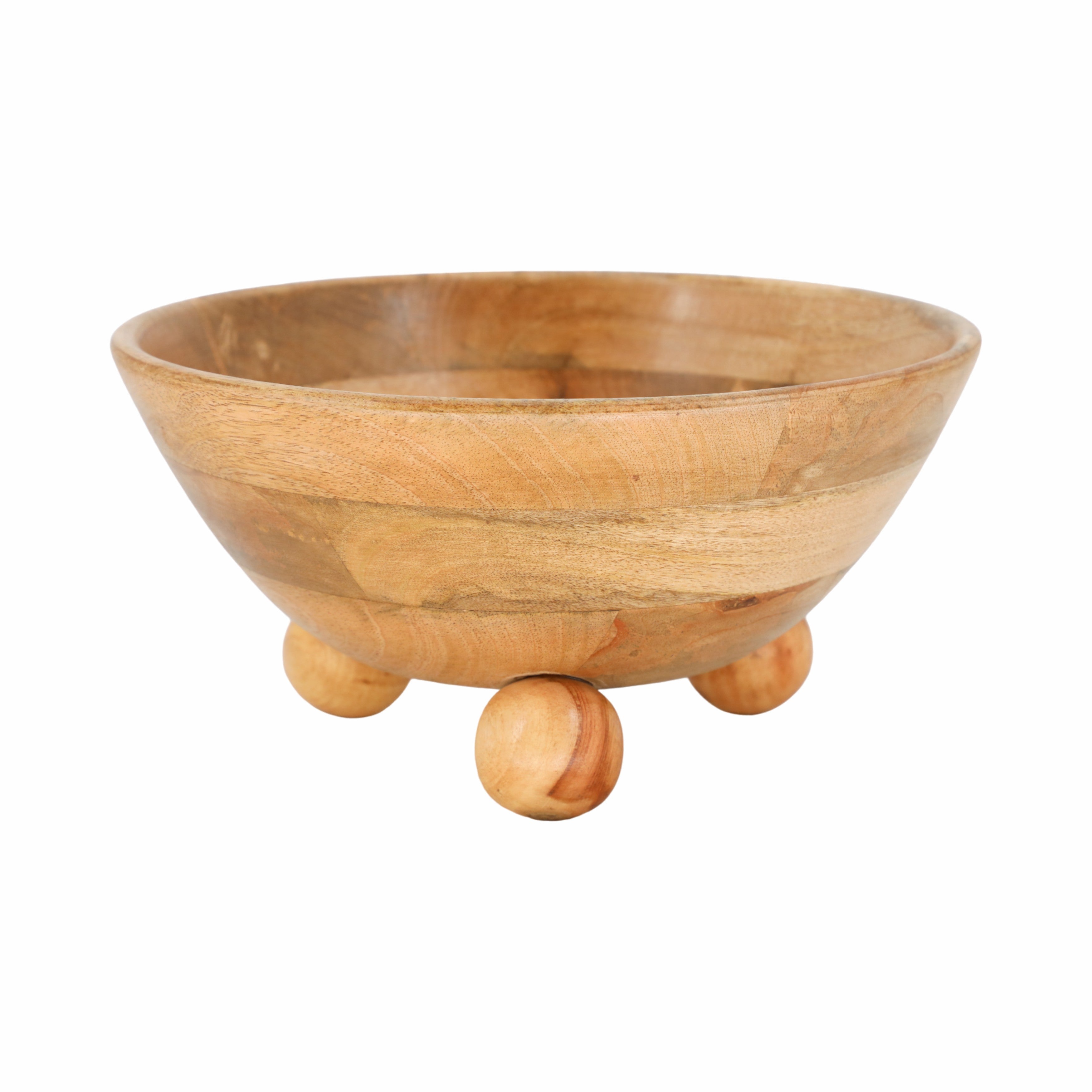 12" Bowl With Ball Feet, Nat - Decor Addict, LLC