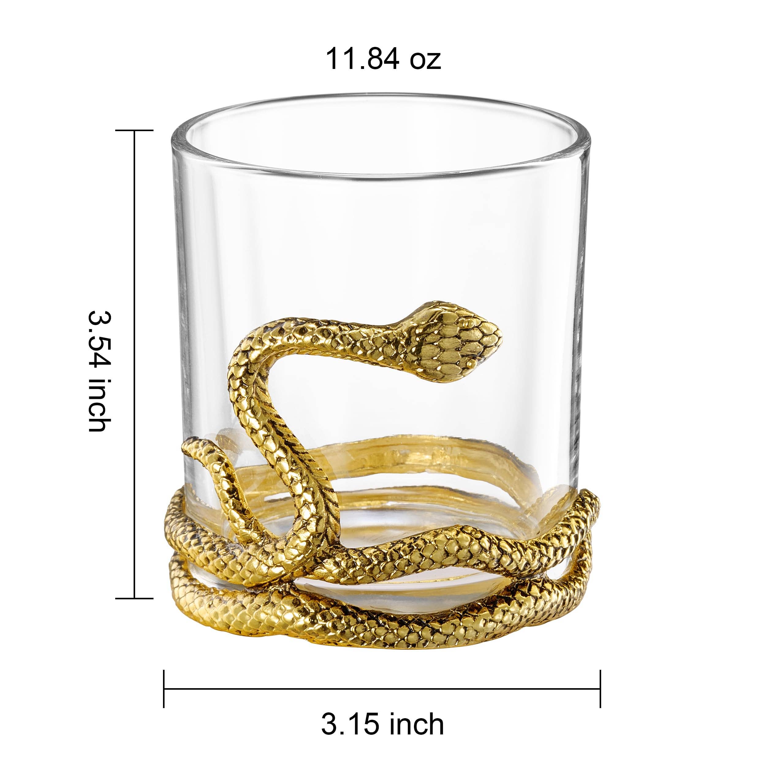Snake Serpent Whiskey Glasses - 2 Glass Set Gold Design - Decor Addict, LLC