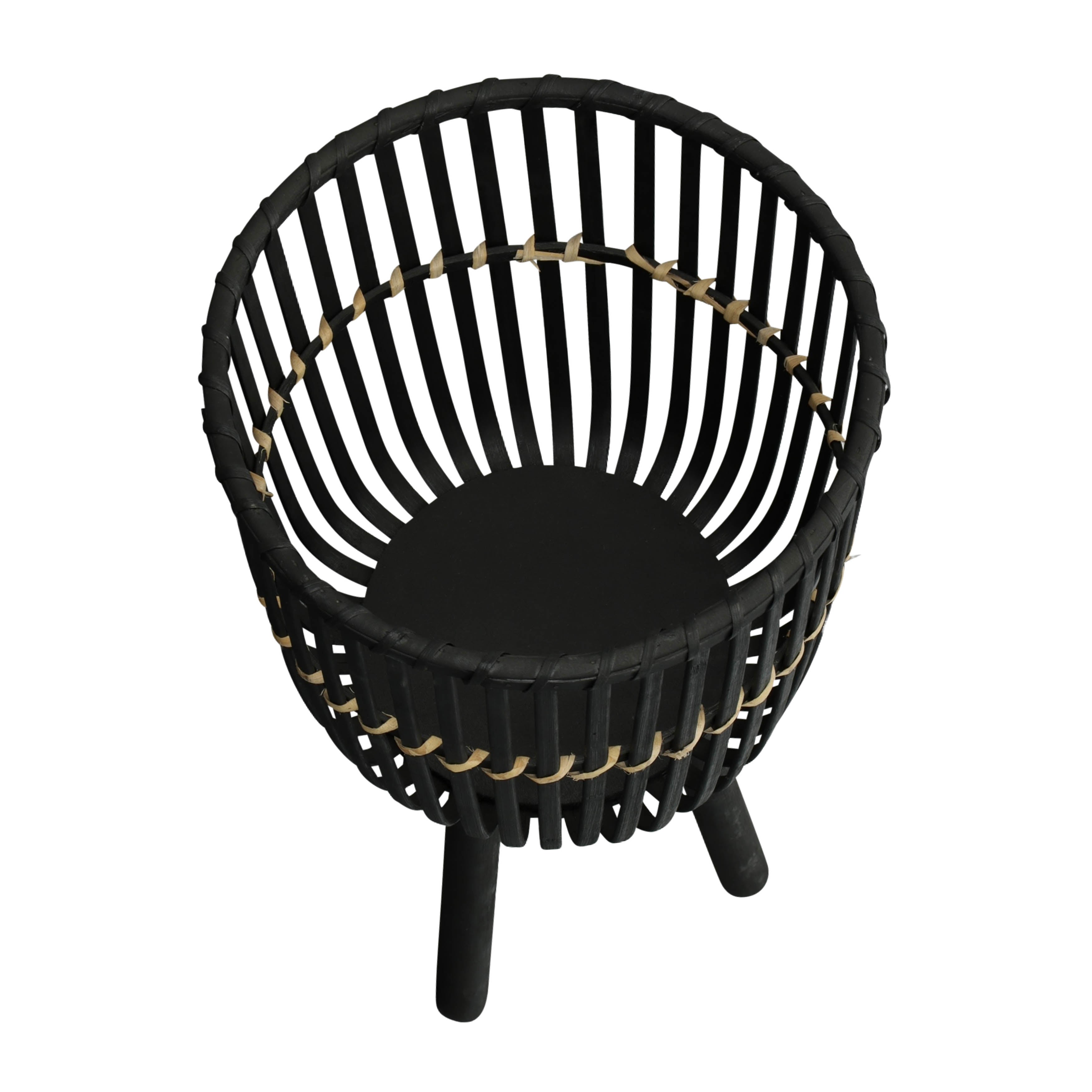 S/3 Bamboo Footed Planters 11/13/15", Black - Decor Addict, LLC