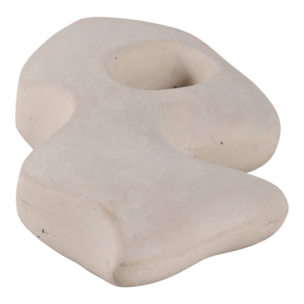 Ceramic Modern Curved Squiggle Sculpture - White, 15 in. - Decor Addict, LLC