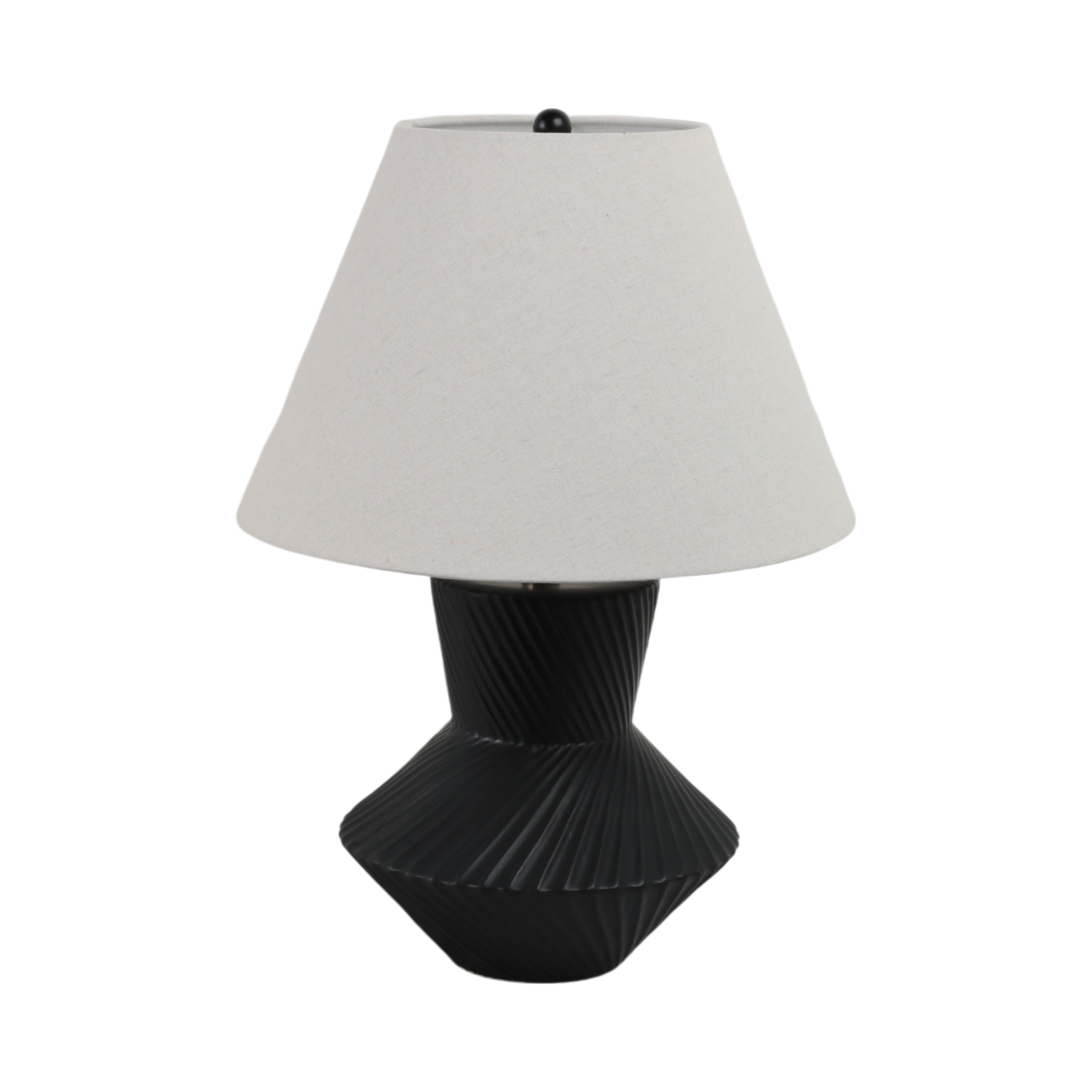 23" Ribbed Totem Table Lamp, Black/white - Decor Addict, LLC