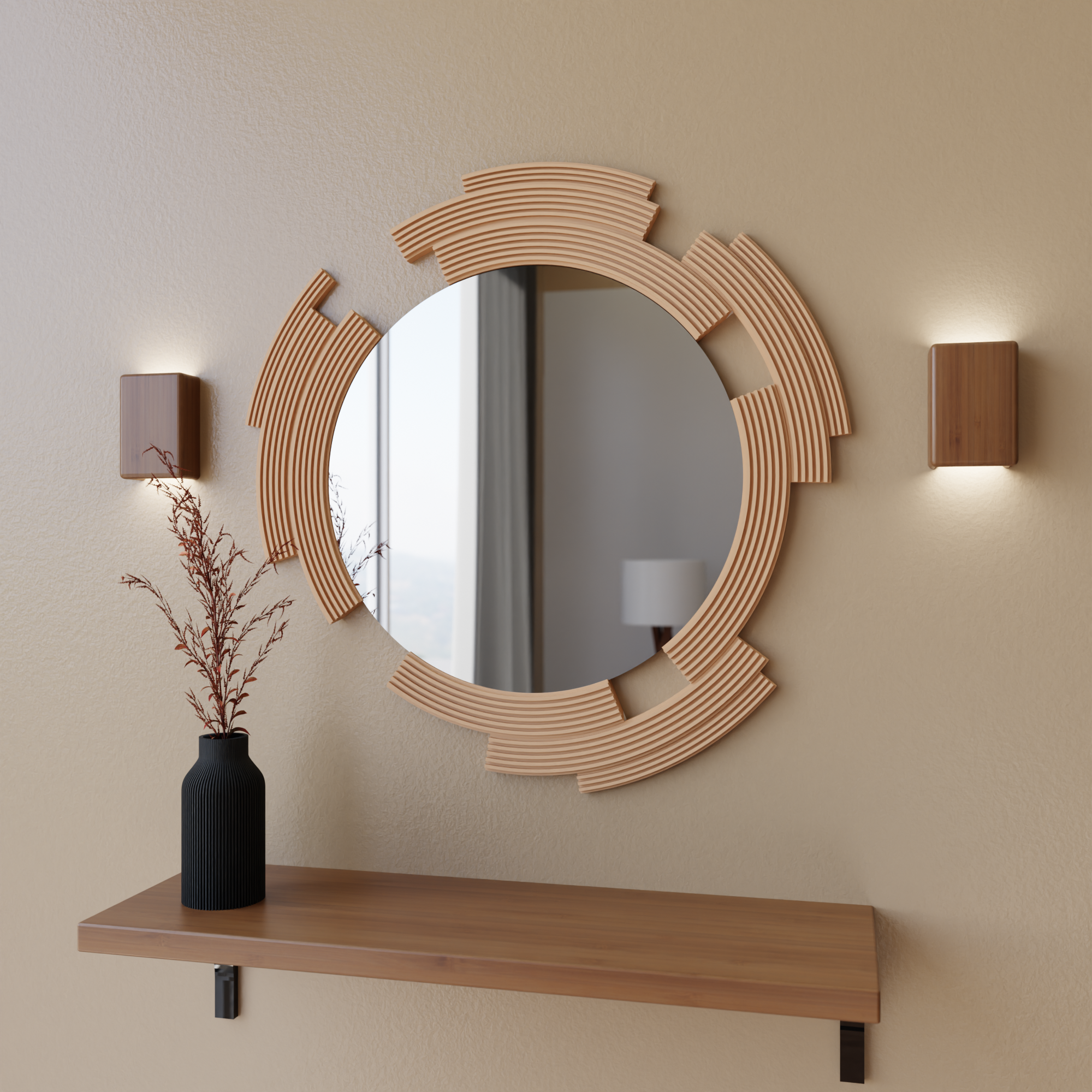 SCULPT Mirror: Natural Wood / 24 Inch Frame - Decor Addict, LLC