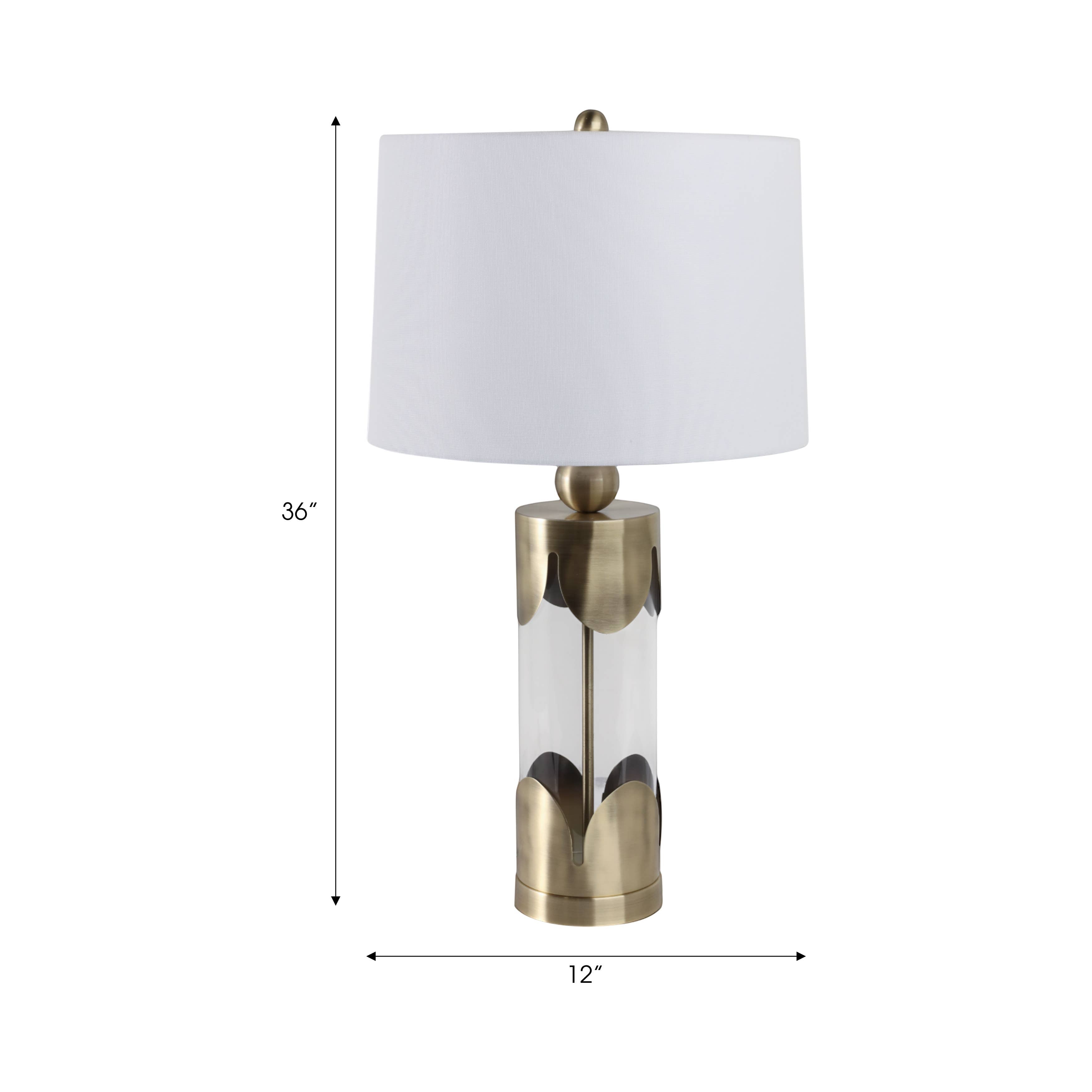 Table Lamp - Gold Glass/Metal Scallop Border, 30 in. - Decor Addict, LLC