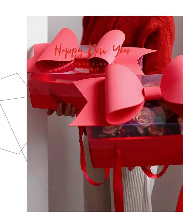 Big Bow Rectangle Flower Box with Clear Lid: Black - Decor Addict, LLC