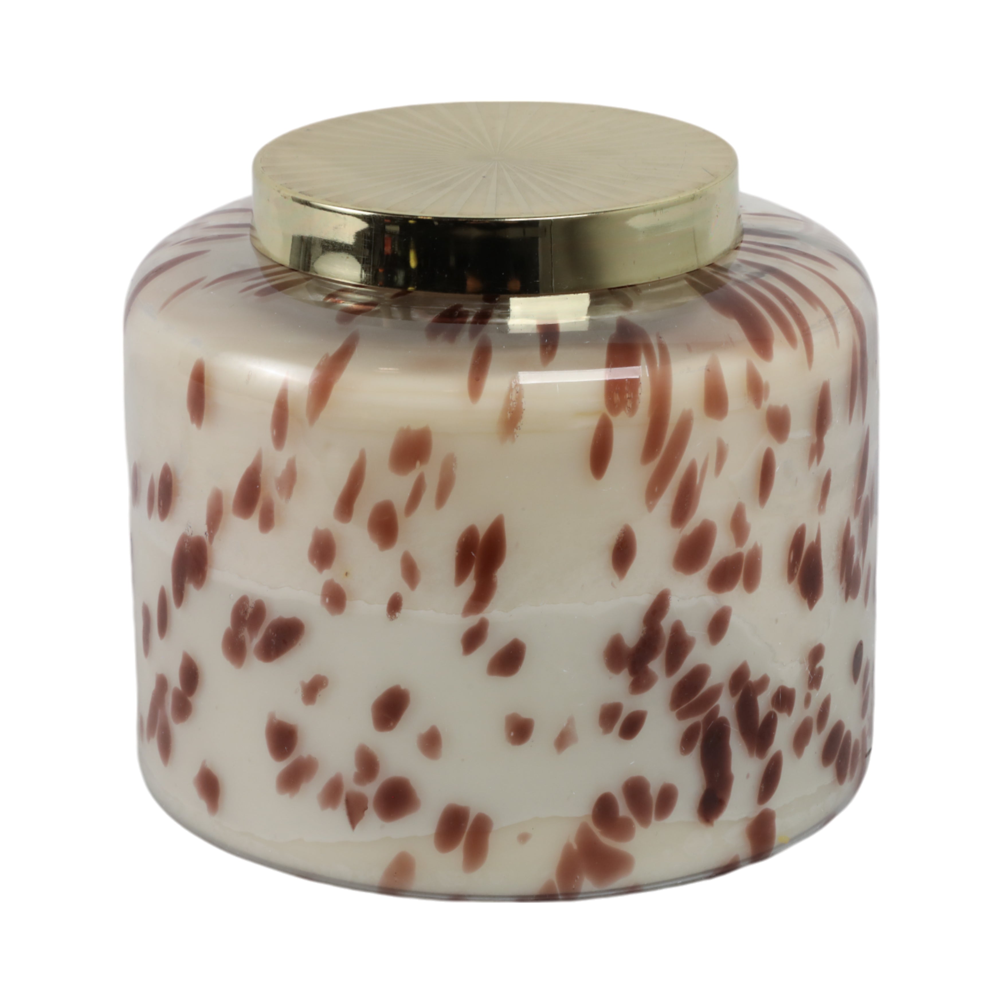 9" 180 Oz Cinnamon Speckle Lidded Candle, Brown/go - Decor Addict, LLC
