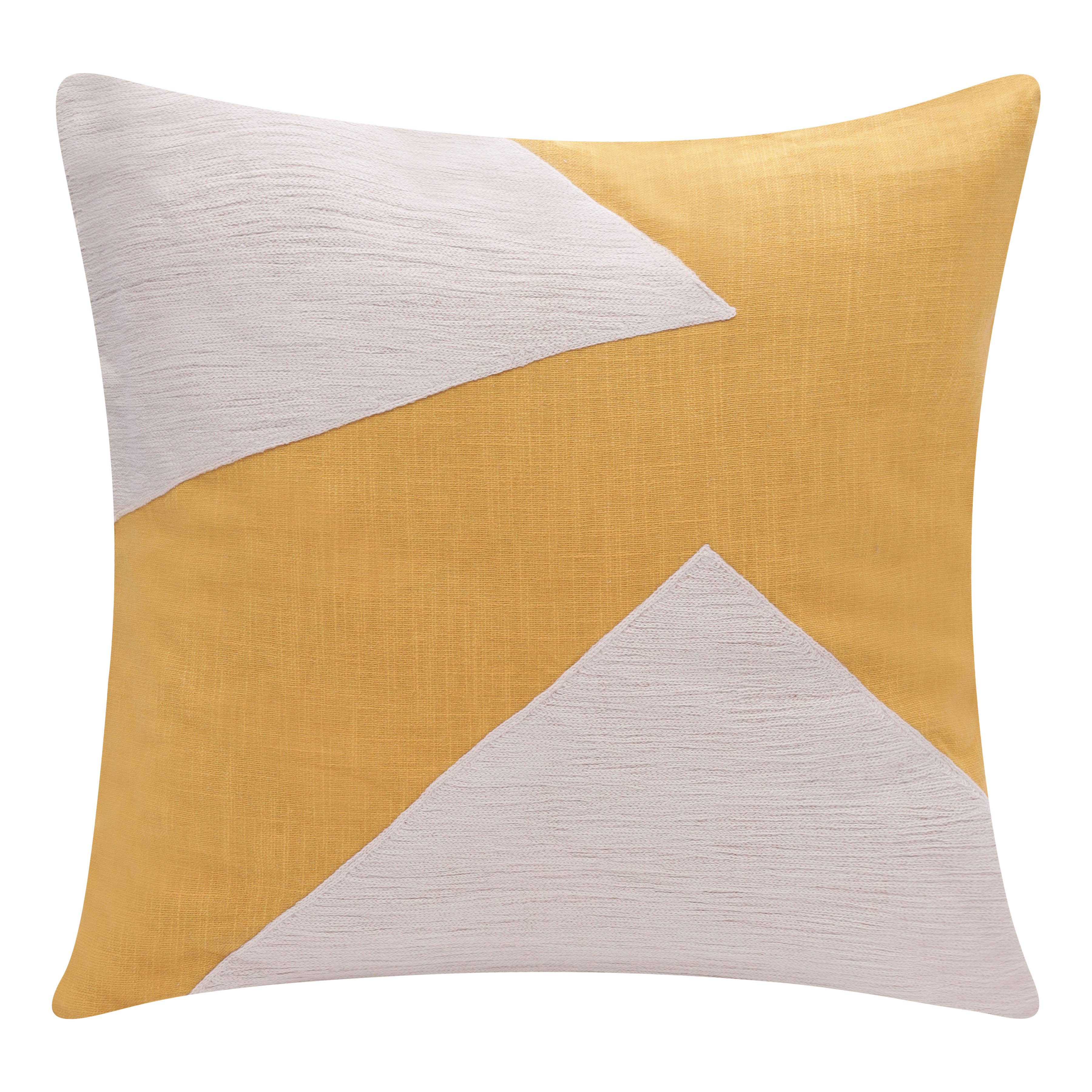 Ace Modern Colorblock Handmade Decorative Throw Pillow: Ochre/Ivory / 24" x 24" - Decor Addict, LLC