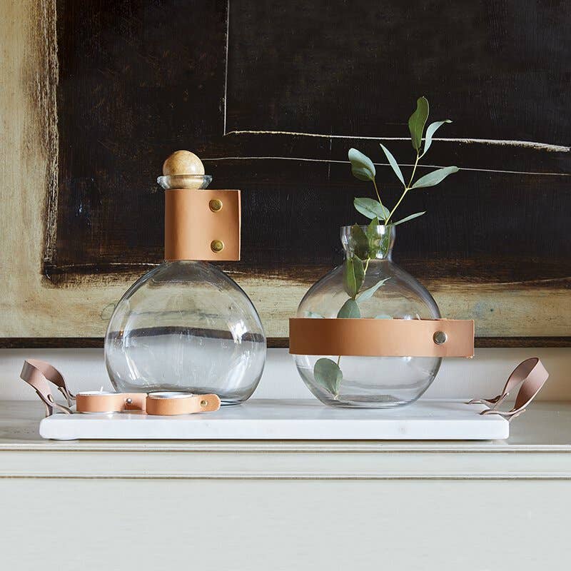 Marble Board with Leather Handles - Decor Addict, LLC