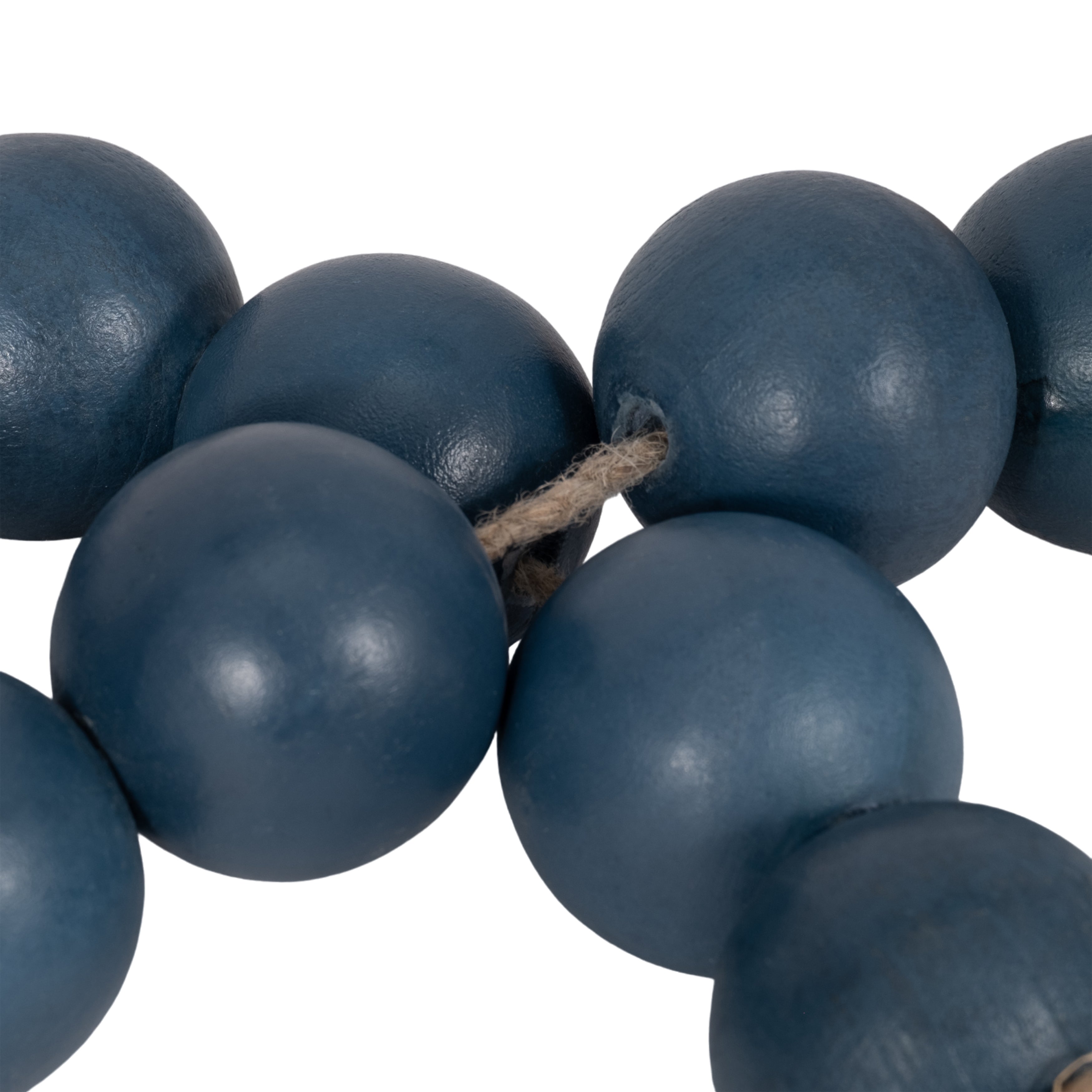 Wood, 32x2 Large Bead Garland W/ Tassel, Teal/blu - Decor Addict, LLC