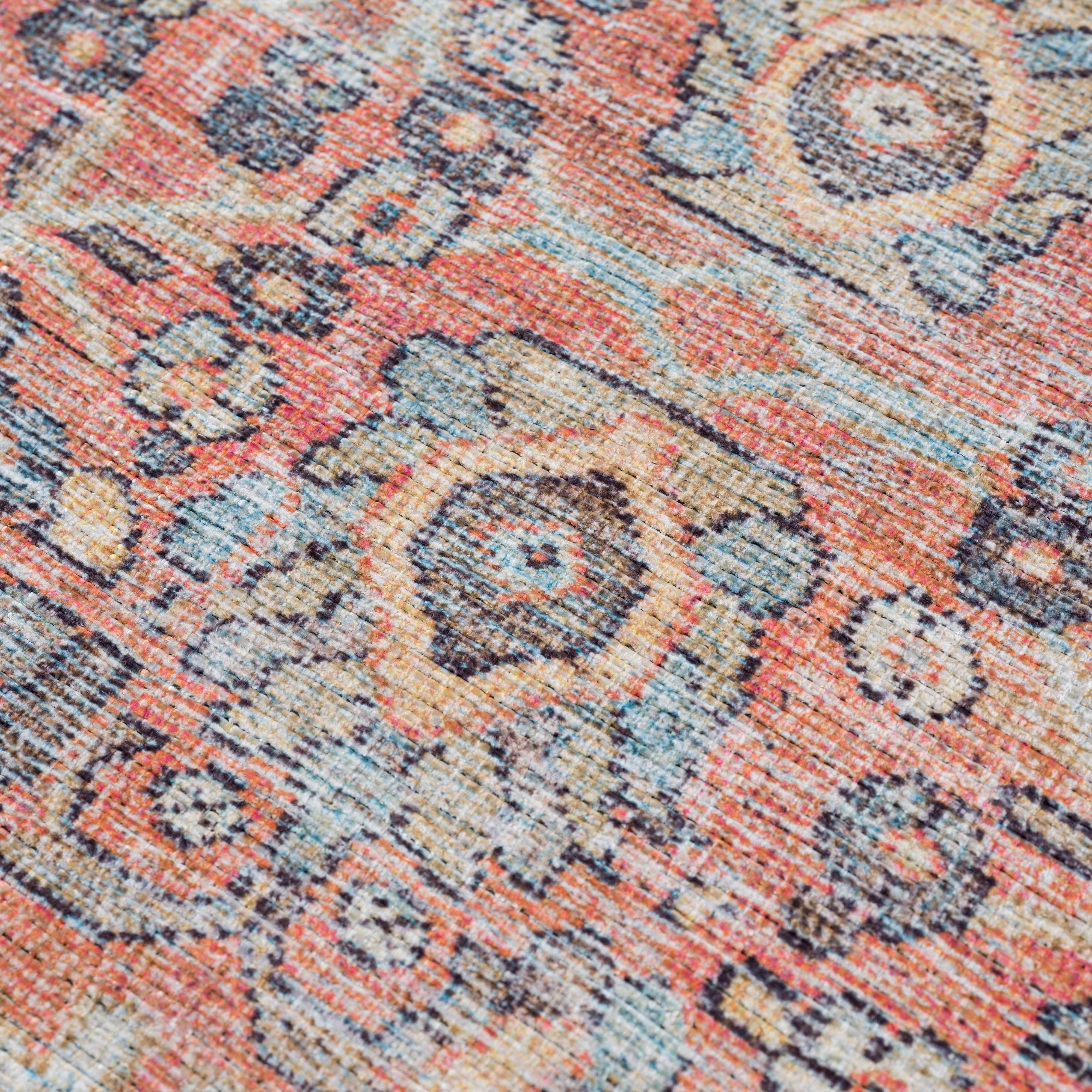 Urpi Rose & Blue Washable Area Rug - Decor Addict, LLC