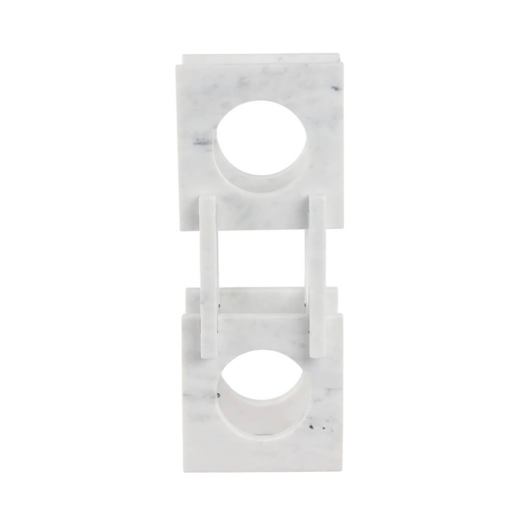 Wine Rack - White Marble Decorative Wine Bottle Rack, 16 in. - Decor Addict, LLC