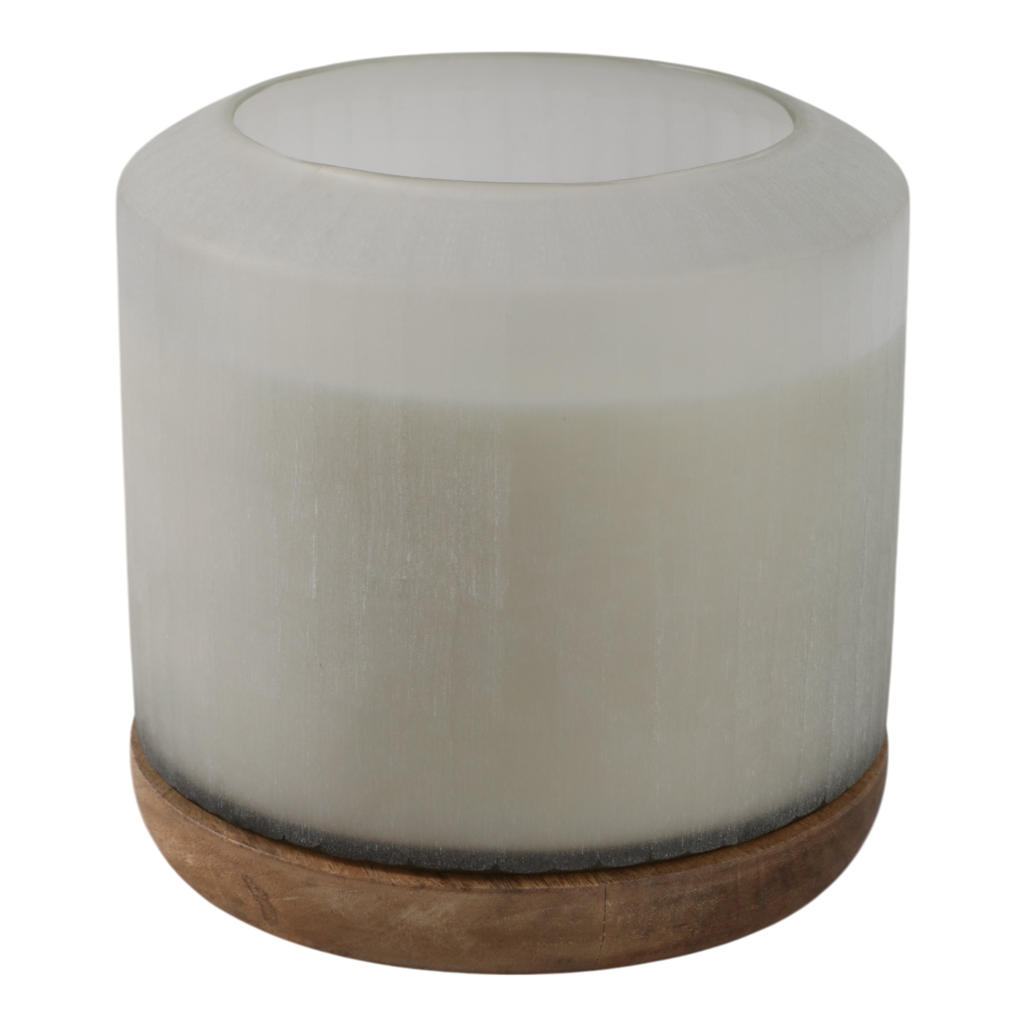8x8" 105 Oz Starry Sky Wood Base Candle, White/nat - Decor Addict, LLC