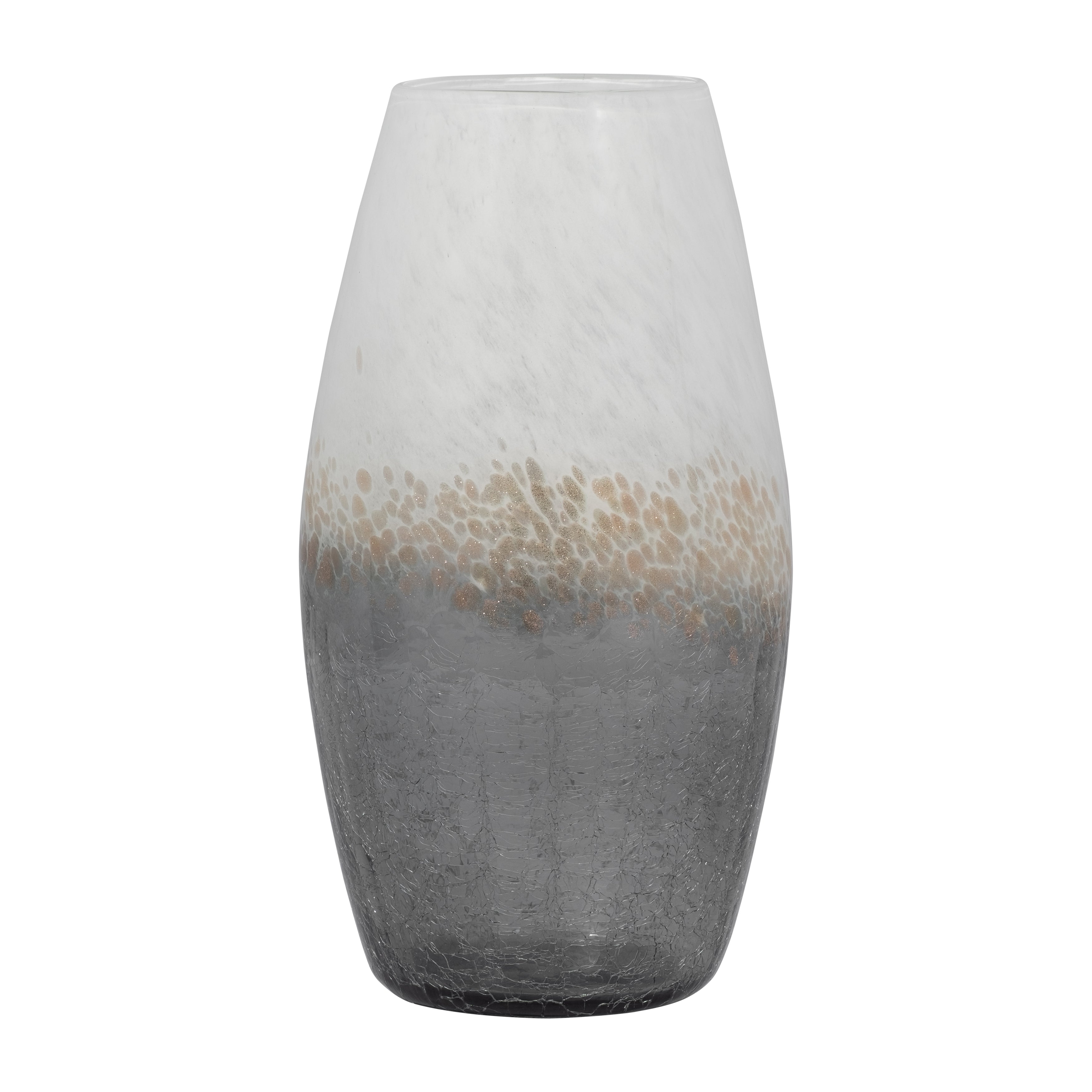 Glass, 12" Crackle Vase, Multi - Decor Addict, LLC