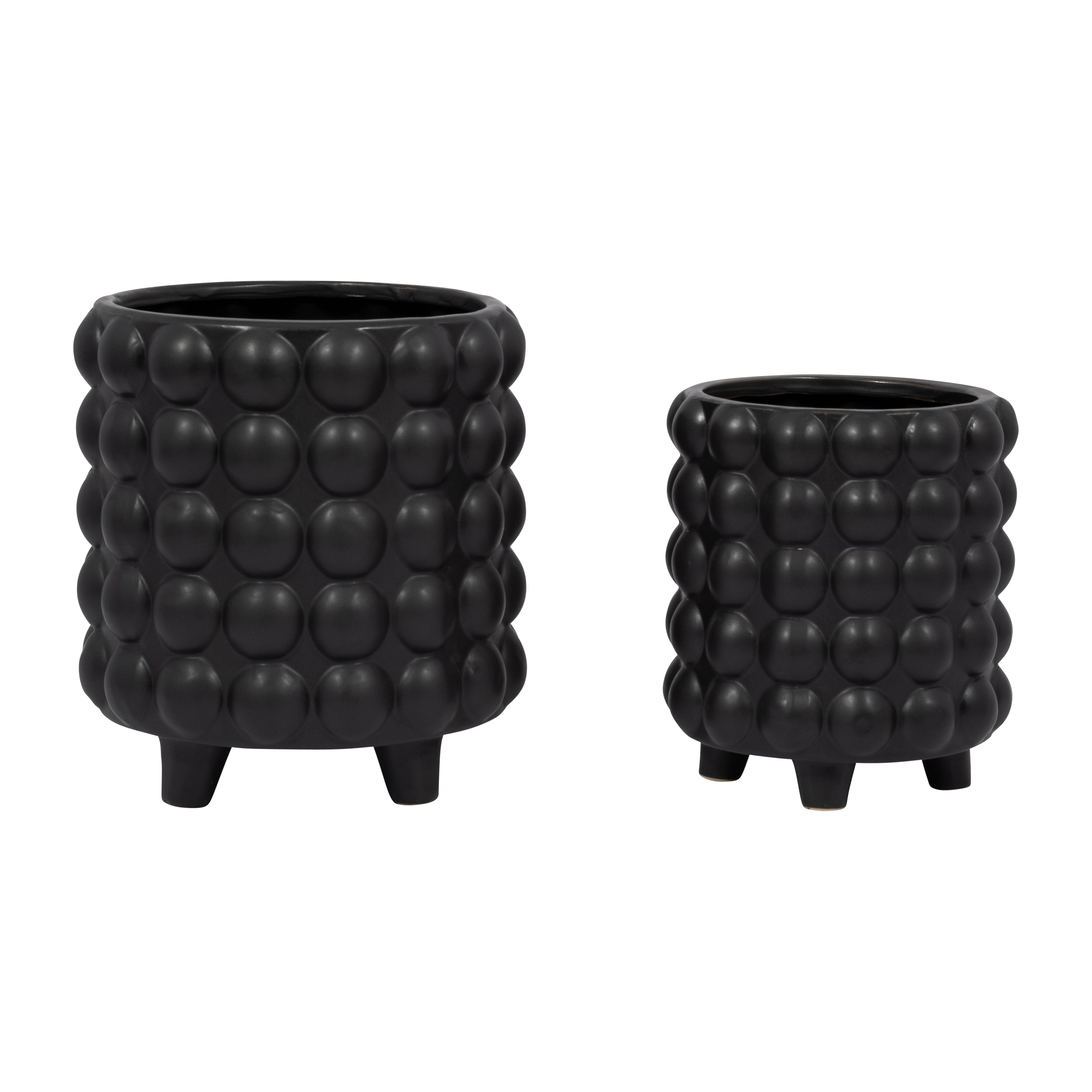 S/2 6/8" Bubble Planters, Matte Black - Decor Addict, LLC