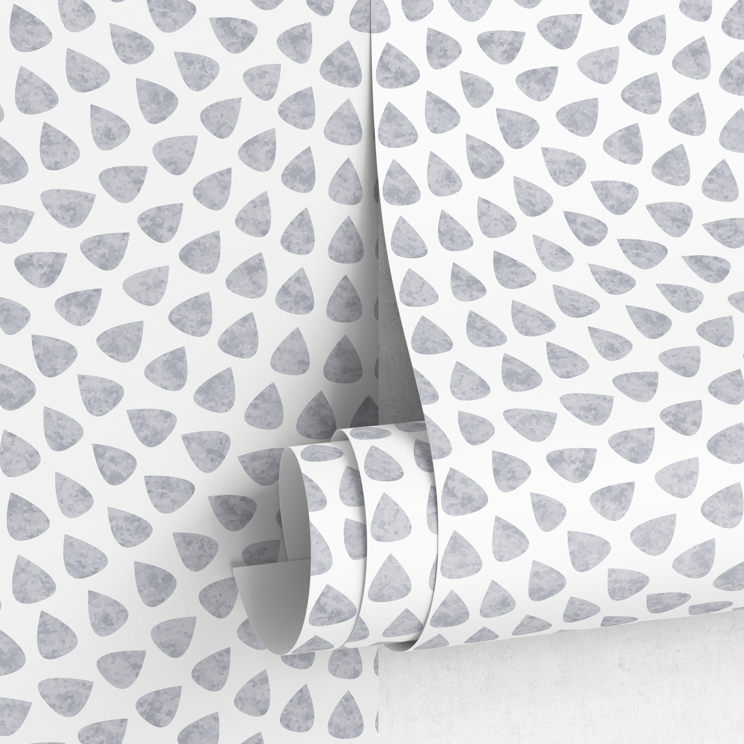 Abstract Wallpaper with a Scalloped Teardrop Motif in Gray - A064 - Decor Addict, LLC