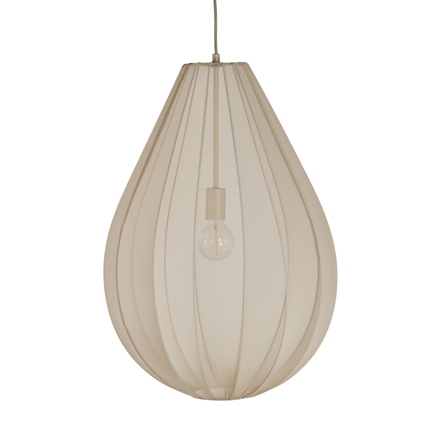 Fabric & Wire Pendant Lamp, 6' Cord, Cream Color